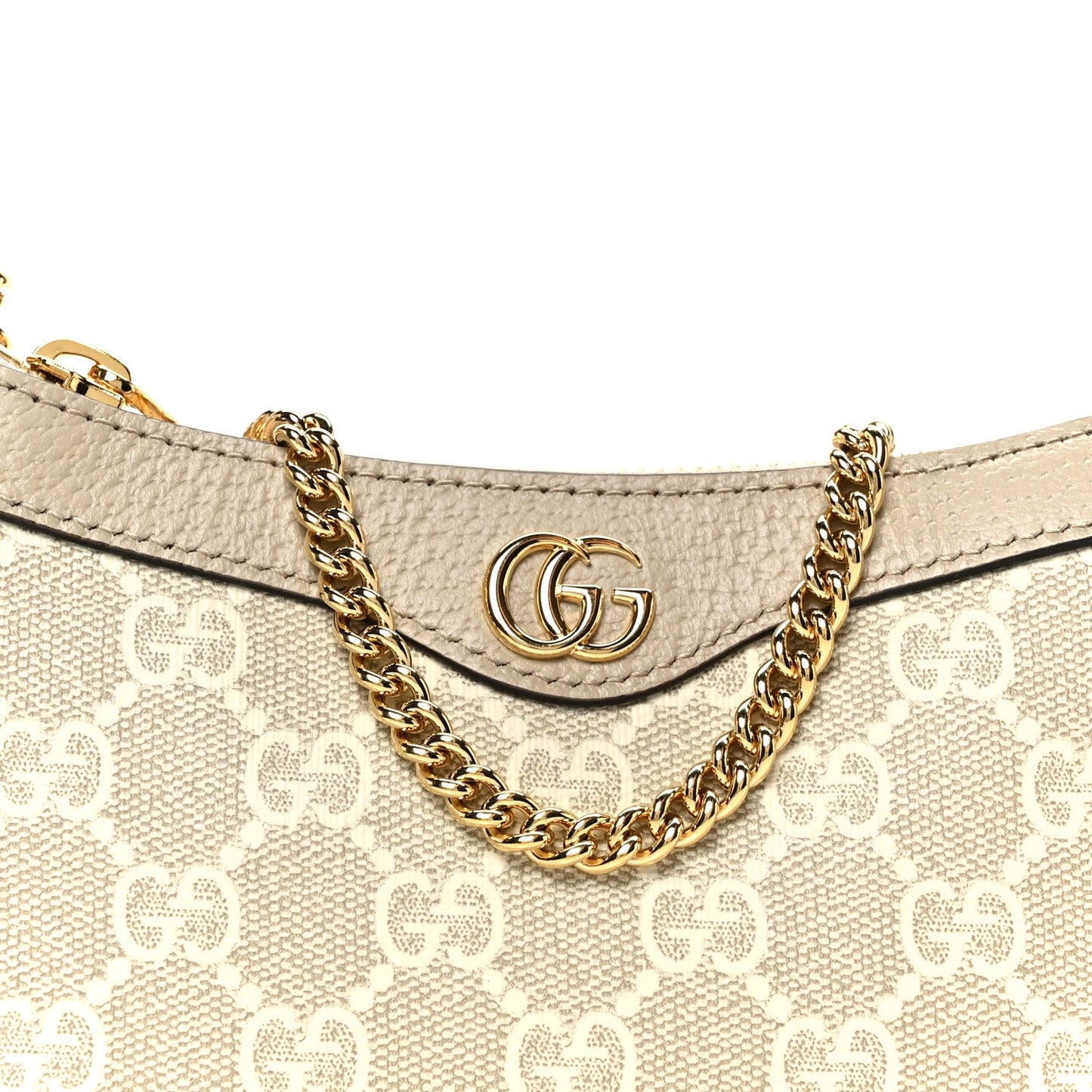 GG Supreme Monogram Textured Dollar Calfskin Web Mini Ophidia GG Handbag Beige Mystic White Oatmeal