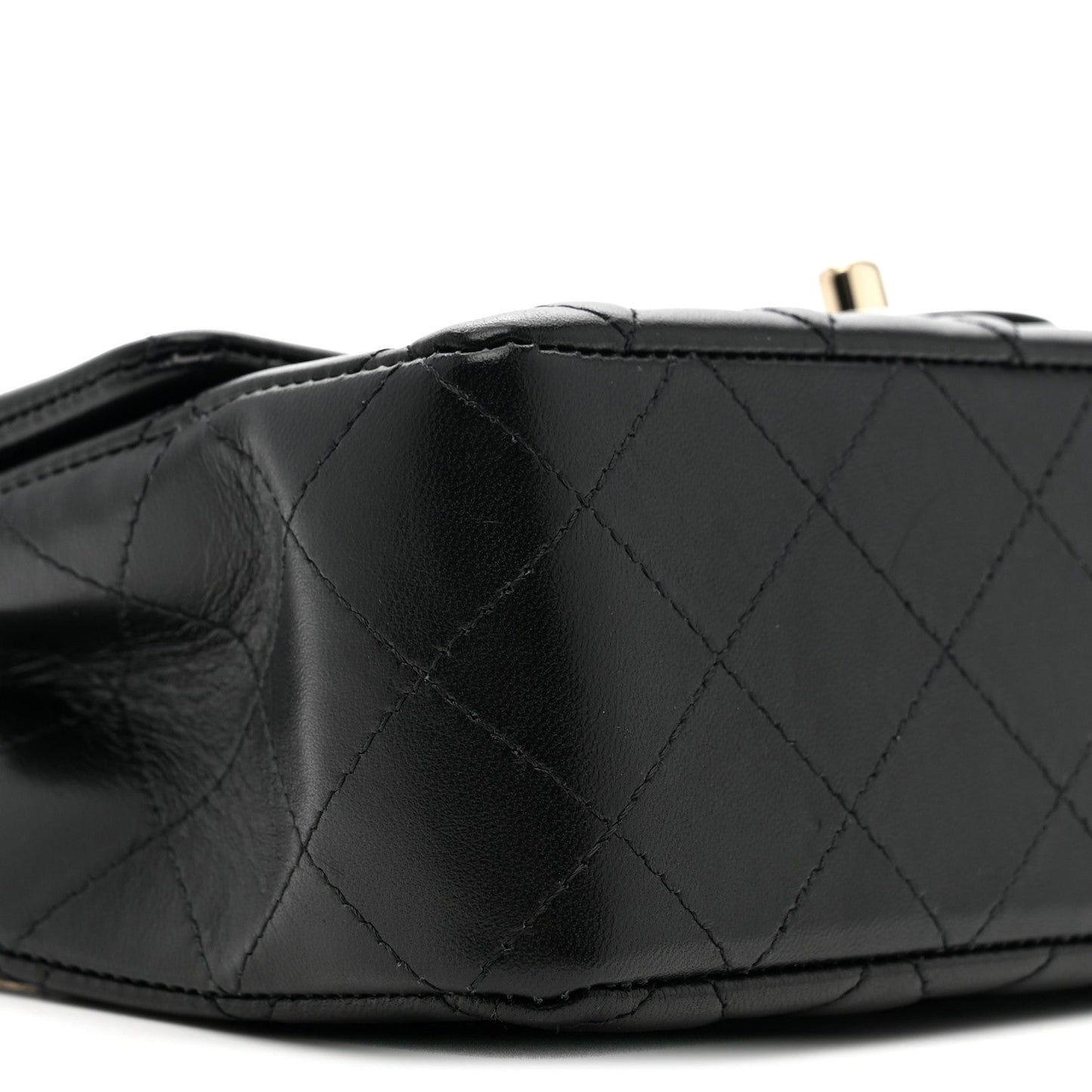 Lambskin Quilted Mini Rectangular Flap Black