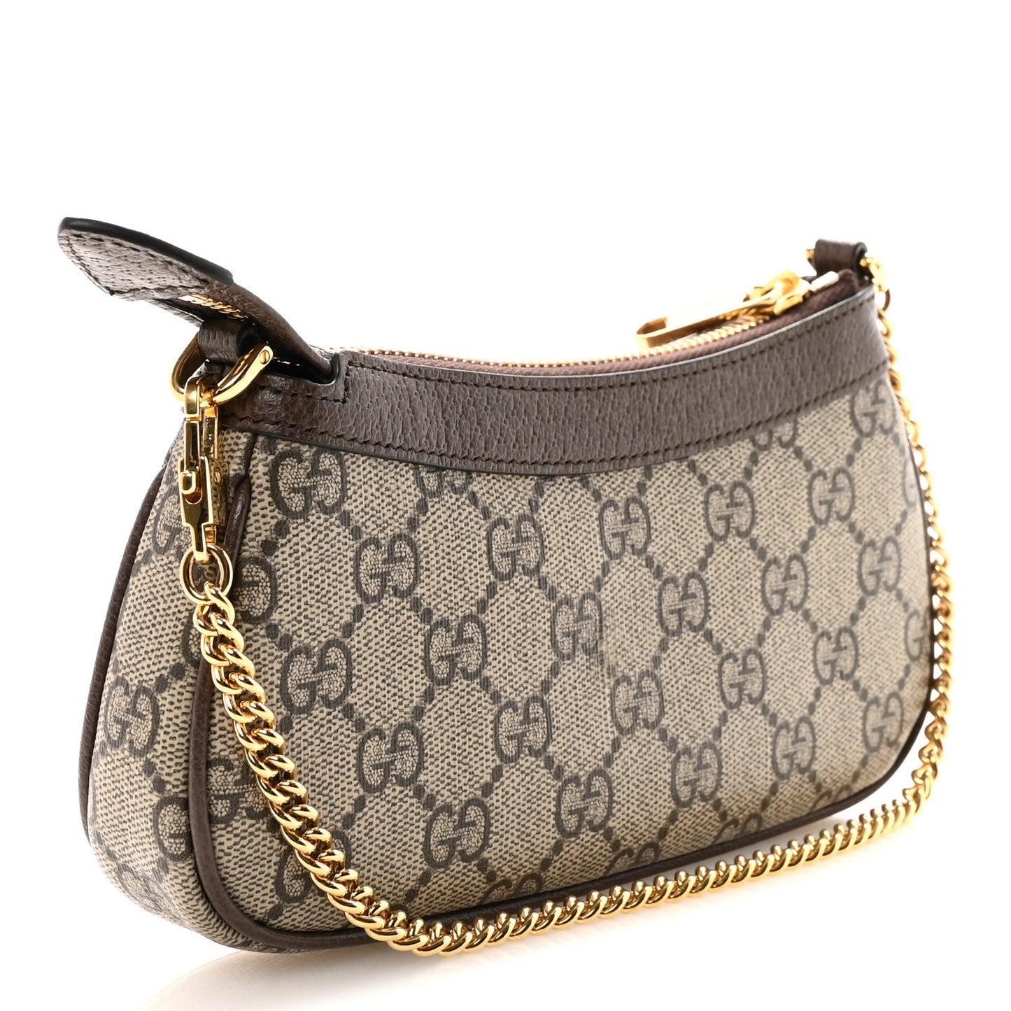 GG Supreme Monogram Textured Dollar Calfskin Mini Ophidia Chain Bag Beige Ebony