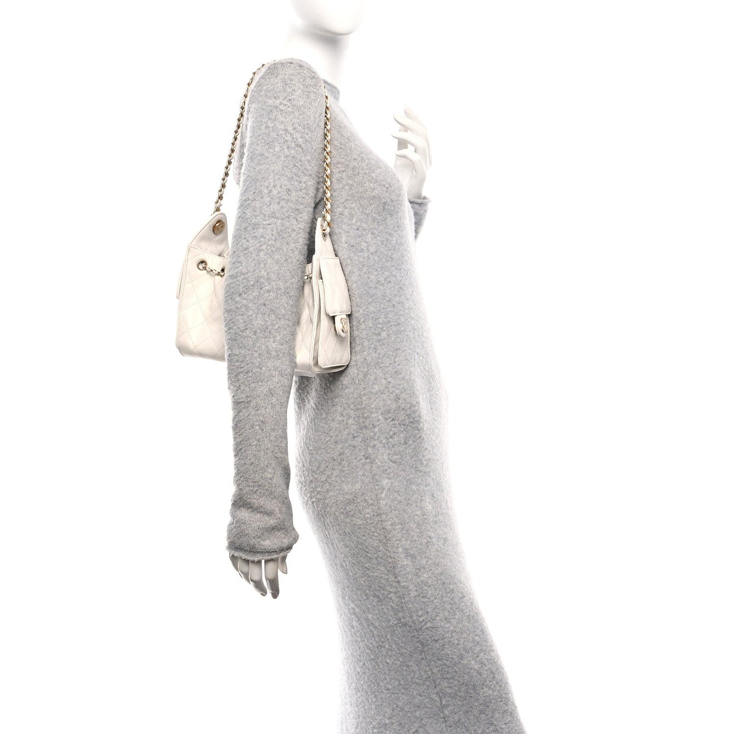 Caviar Quilted Mini Chanel 25 Handbag White