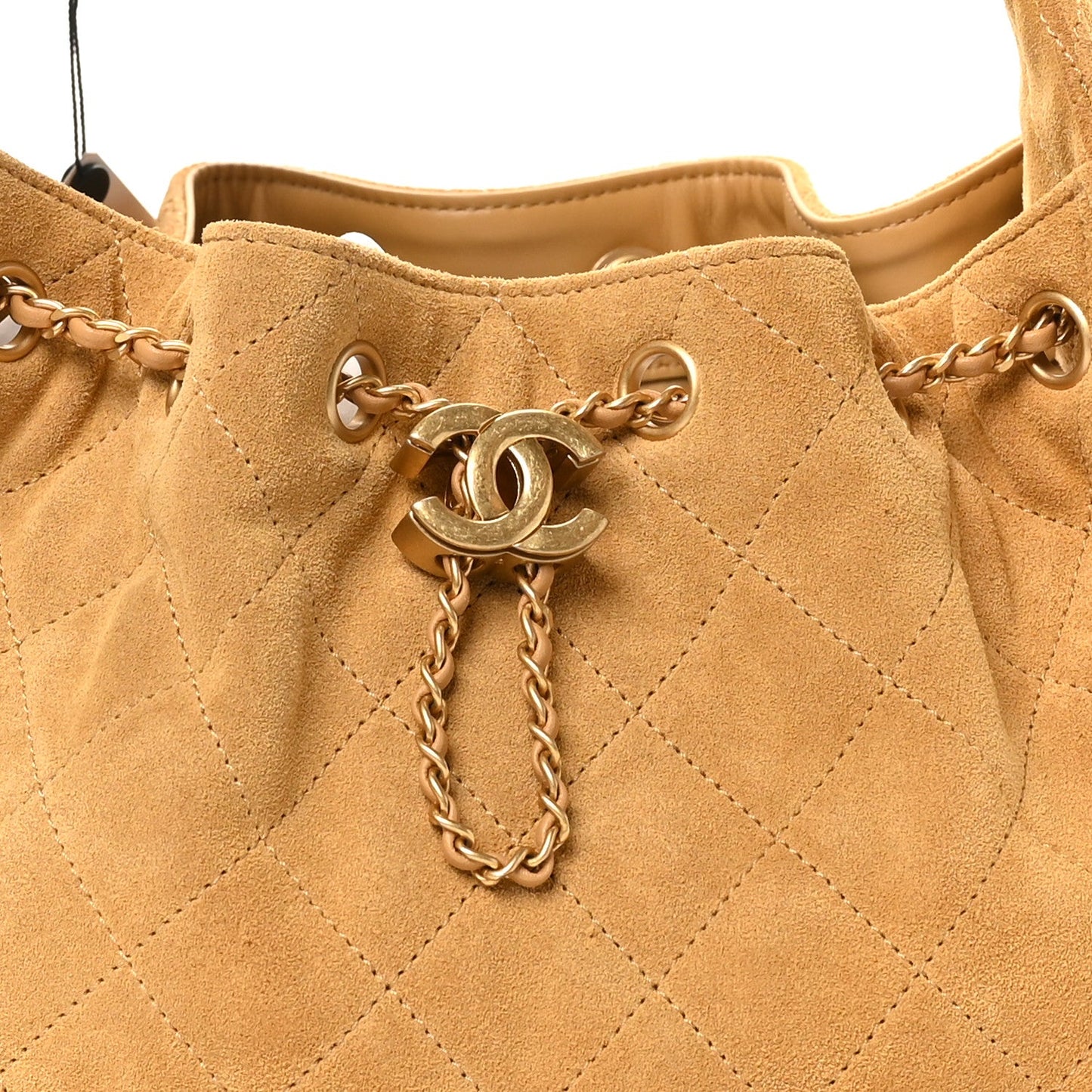 Suede Quilted Small Chanel 25 Handbag Beige
