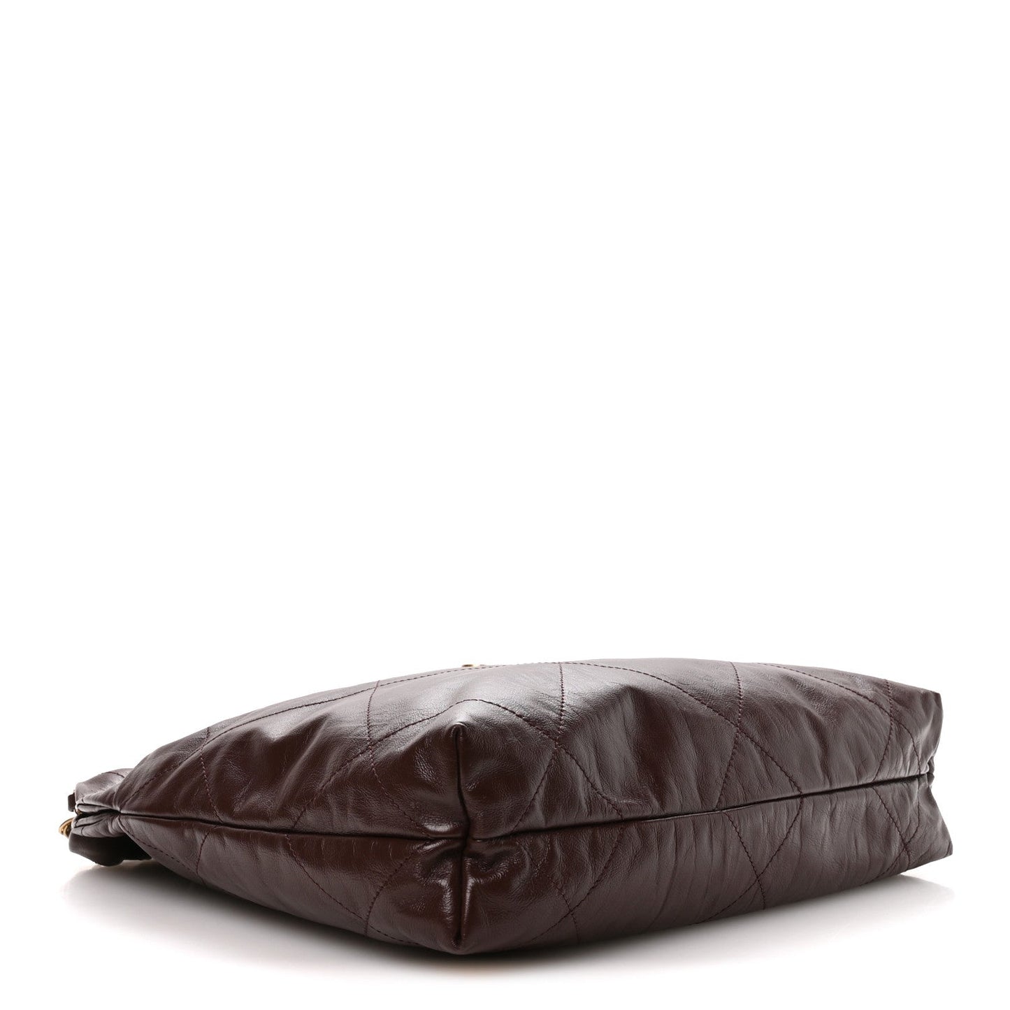 Shiny Calfskin Quilted Small Chanel 22 Dark Brown