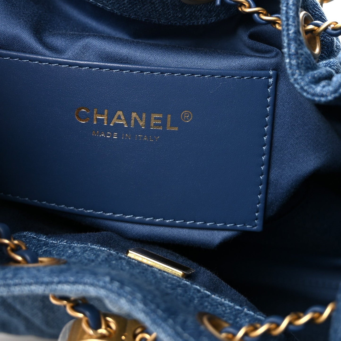 Washed Denim Quilted Small Chanel 25 Handbag Blue