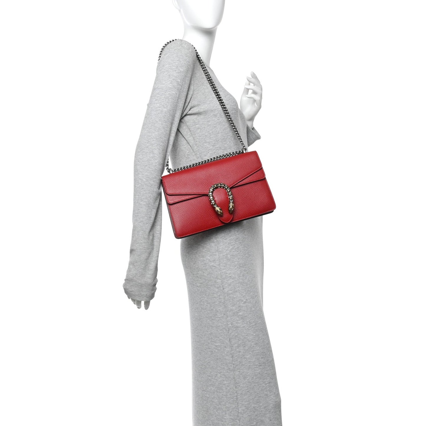 Dollar Calfskin Swarovski Crystal Small Dionysus Shoulder Bag Hibiscus Red