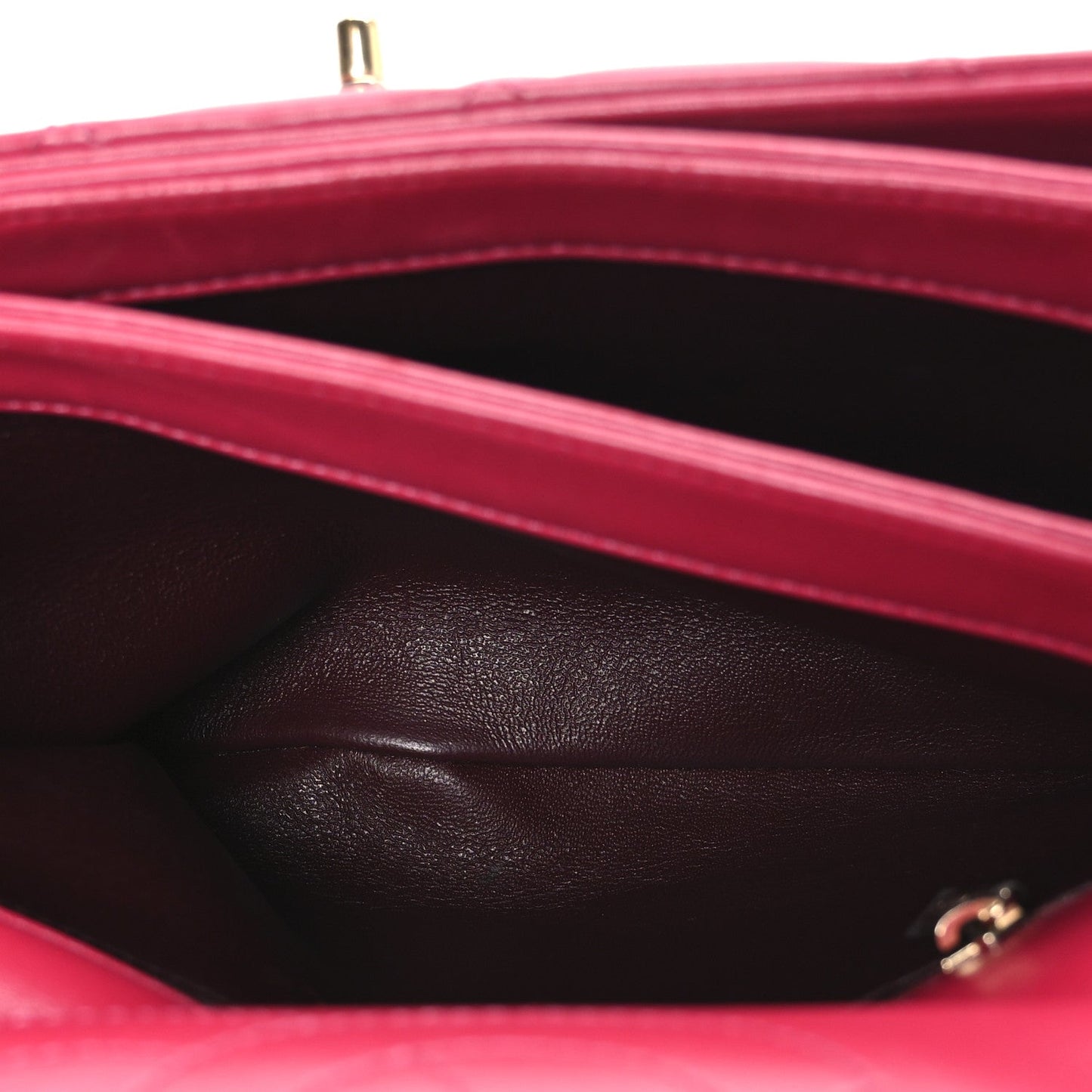 Lambskin Quilted Small Trendy CC Flap Dual Handle Bag Dark Pink