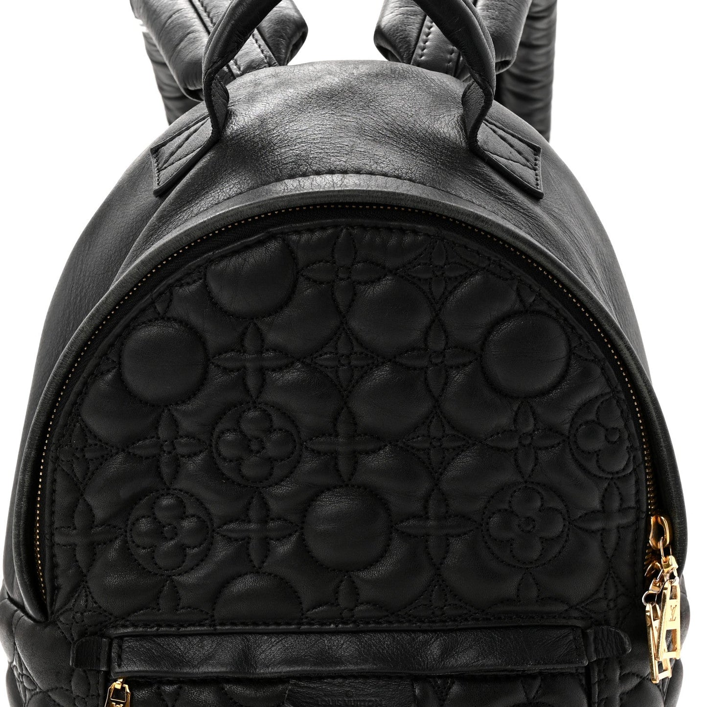 Lambskin Flower Quilted Palm Springs Backpack PM Black