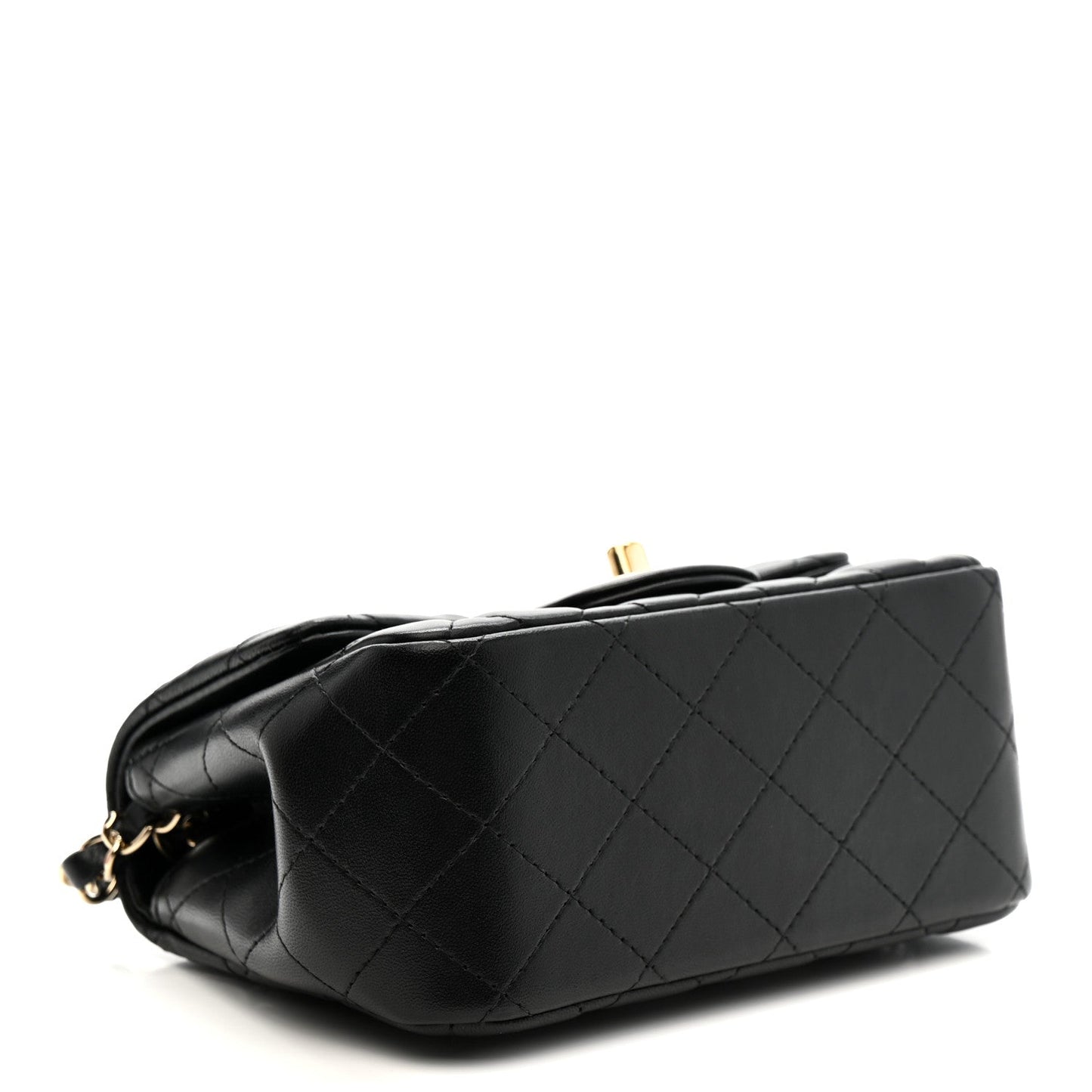 Lambskin Quilted Mini Square Flap Black