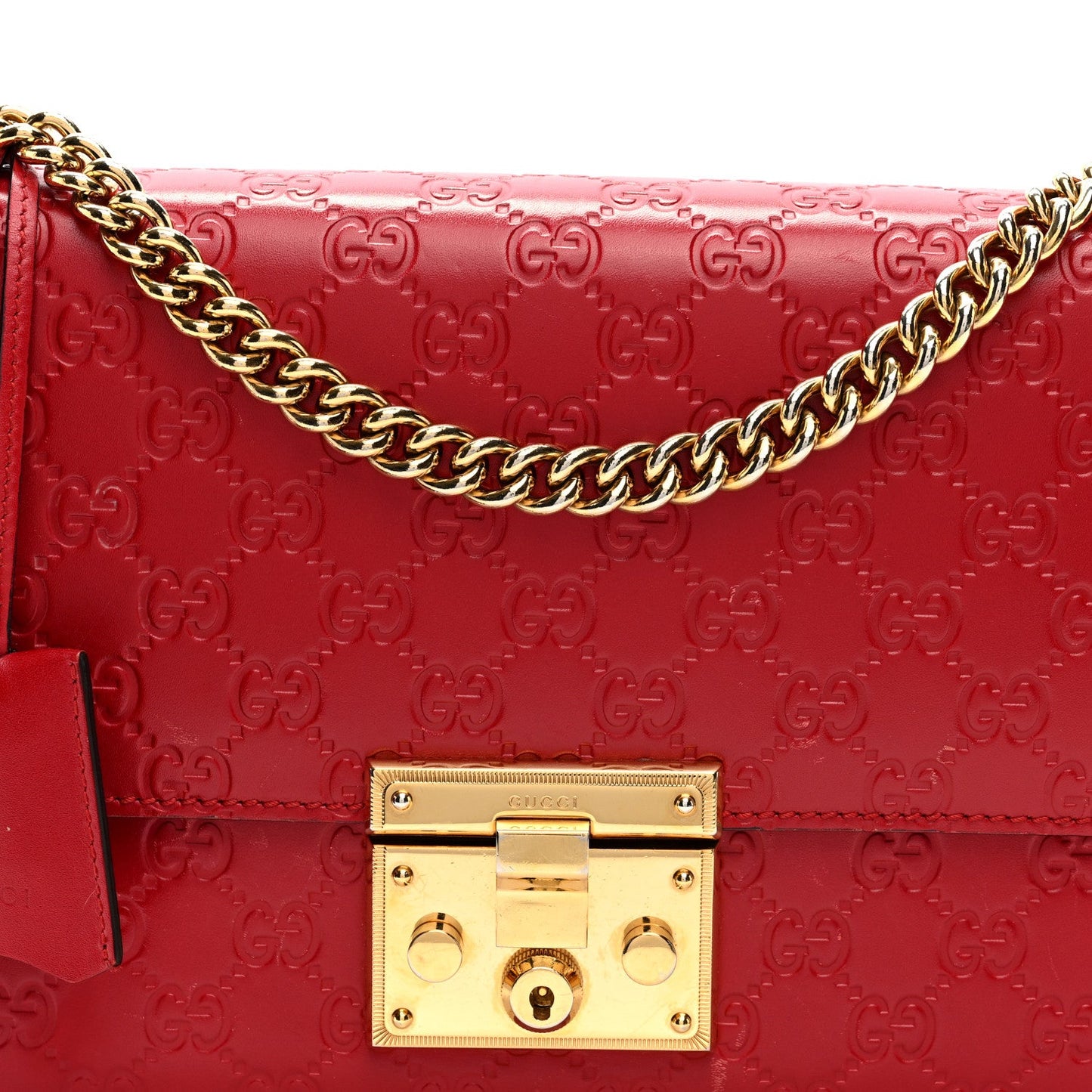 Guccissima Medium Padlock Shoulder Bag Hibiscus Red