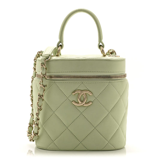 Lambskin Quilted Trendy Vanity Case Sea Green