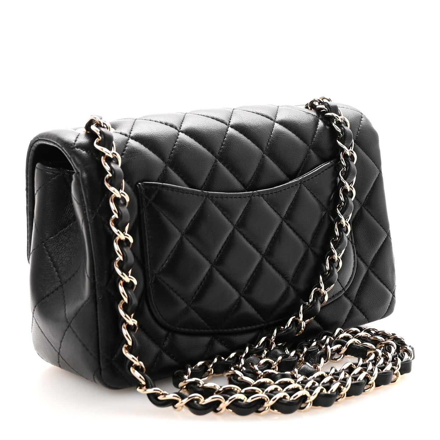 Lambskin Quilted Mini Rectangular Flap Black