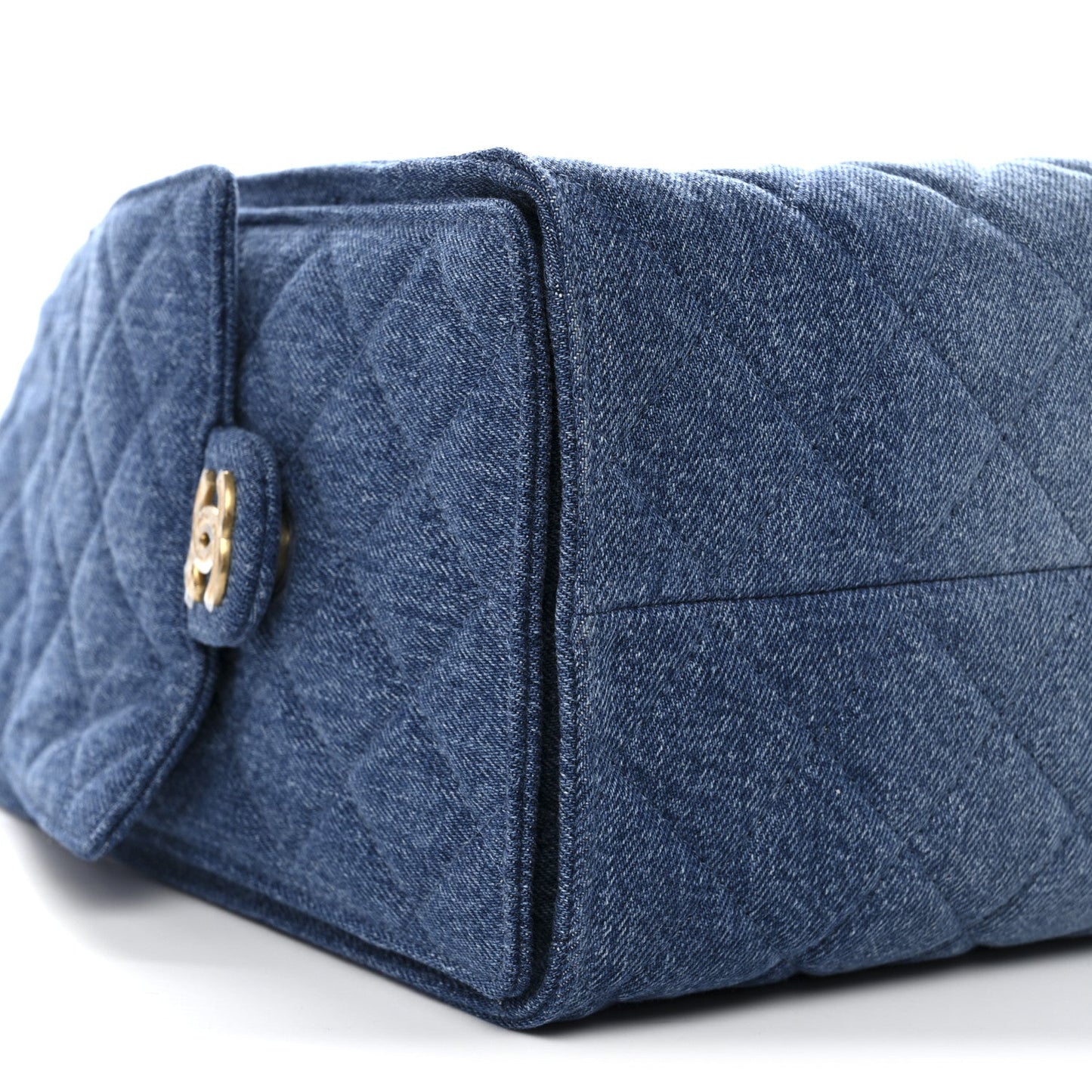 Washed Denim Quilted Medium Chanel 25 Handbag Blue