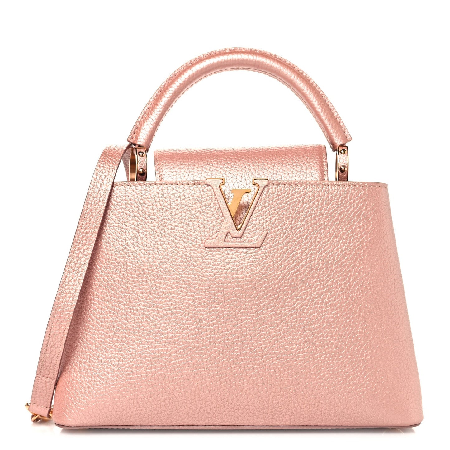 Metallic Taurillon Capucines BB Pearly Pink