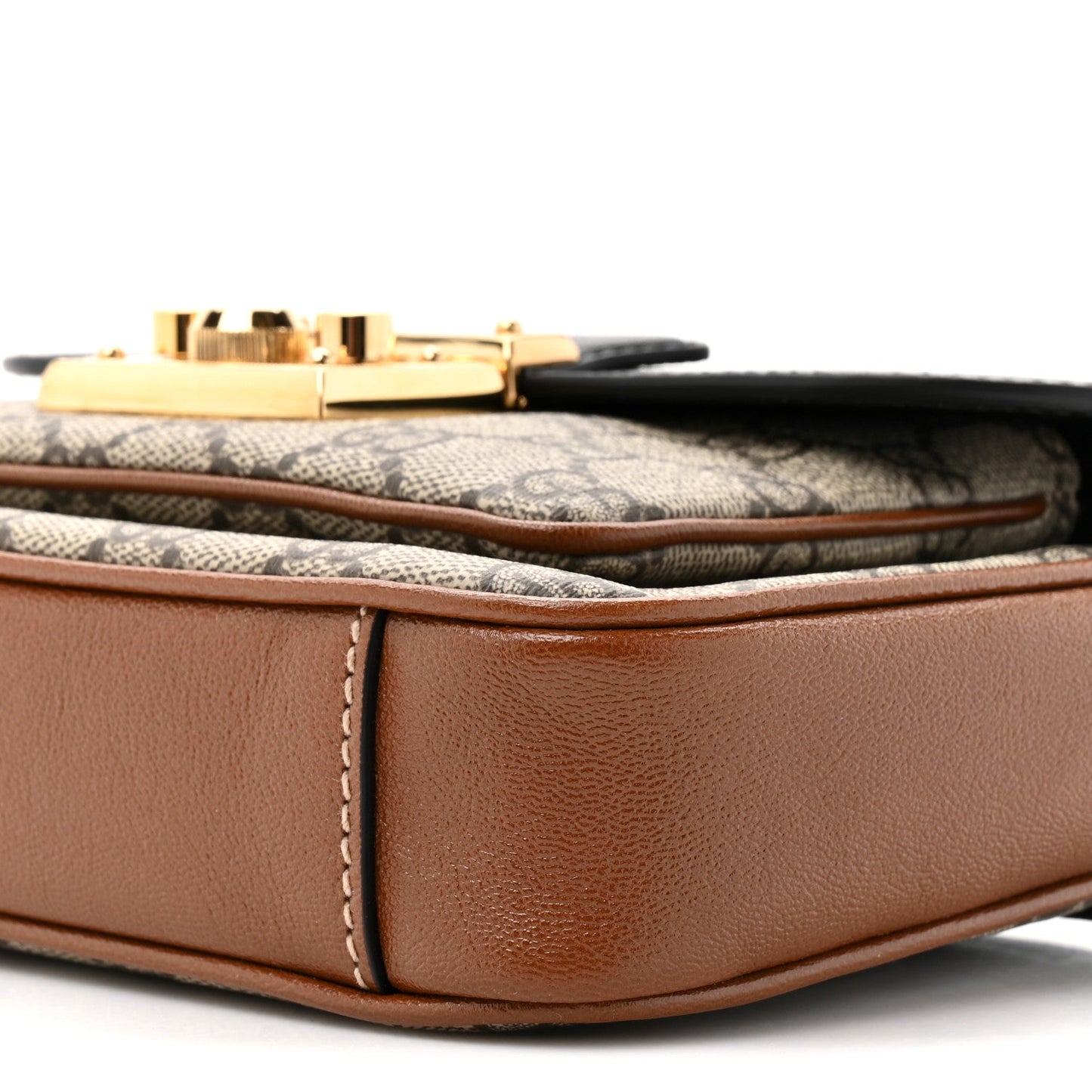 GG Supreme Monogram New Sakai Lux Calfskin Mini Padlock Flap Pocket Shoulder Bag Beige Ebony Black Cuir