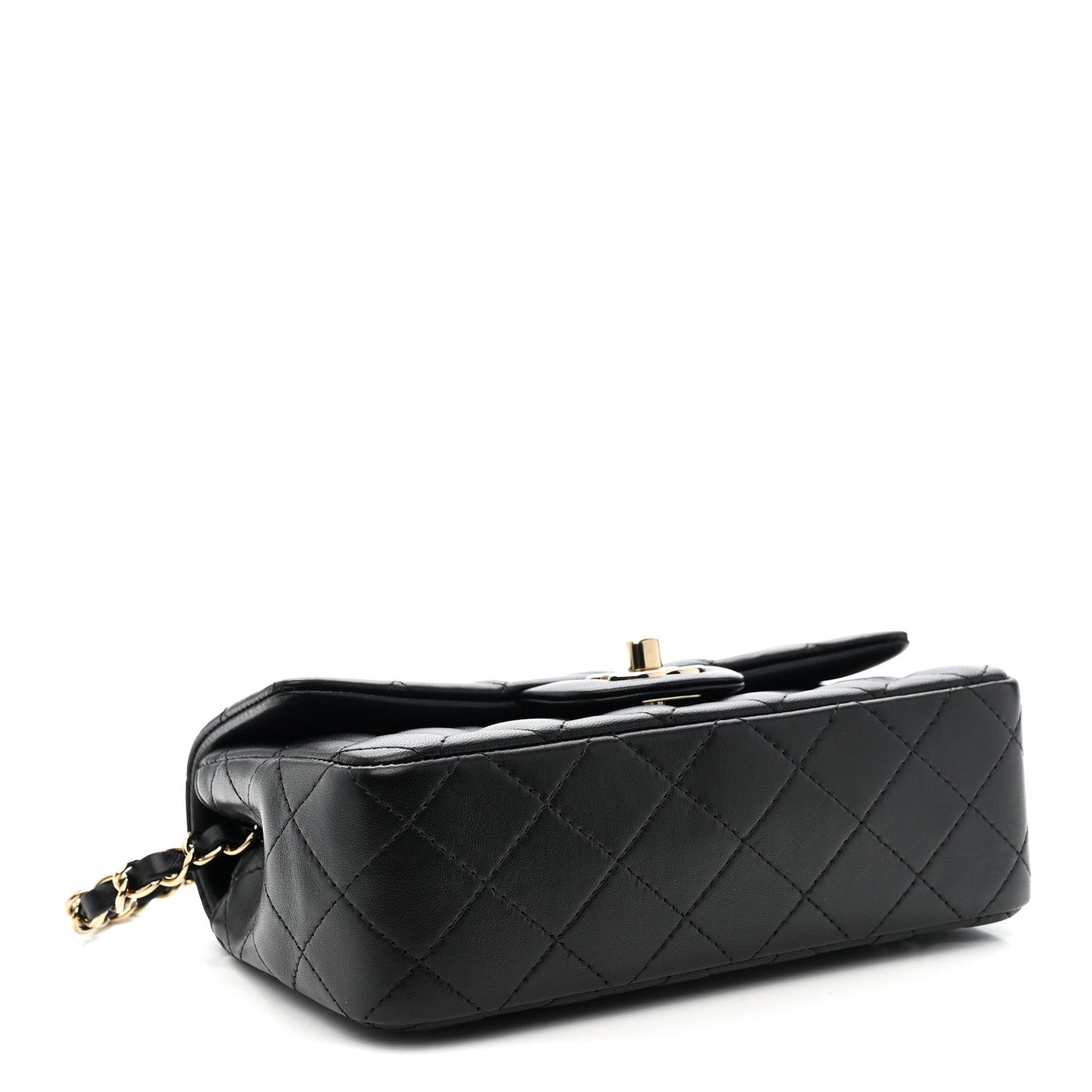Lambskin Quilted Mini Rectangular Flap Black