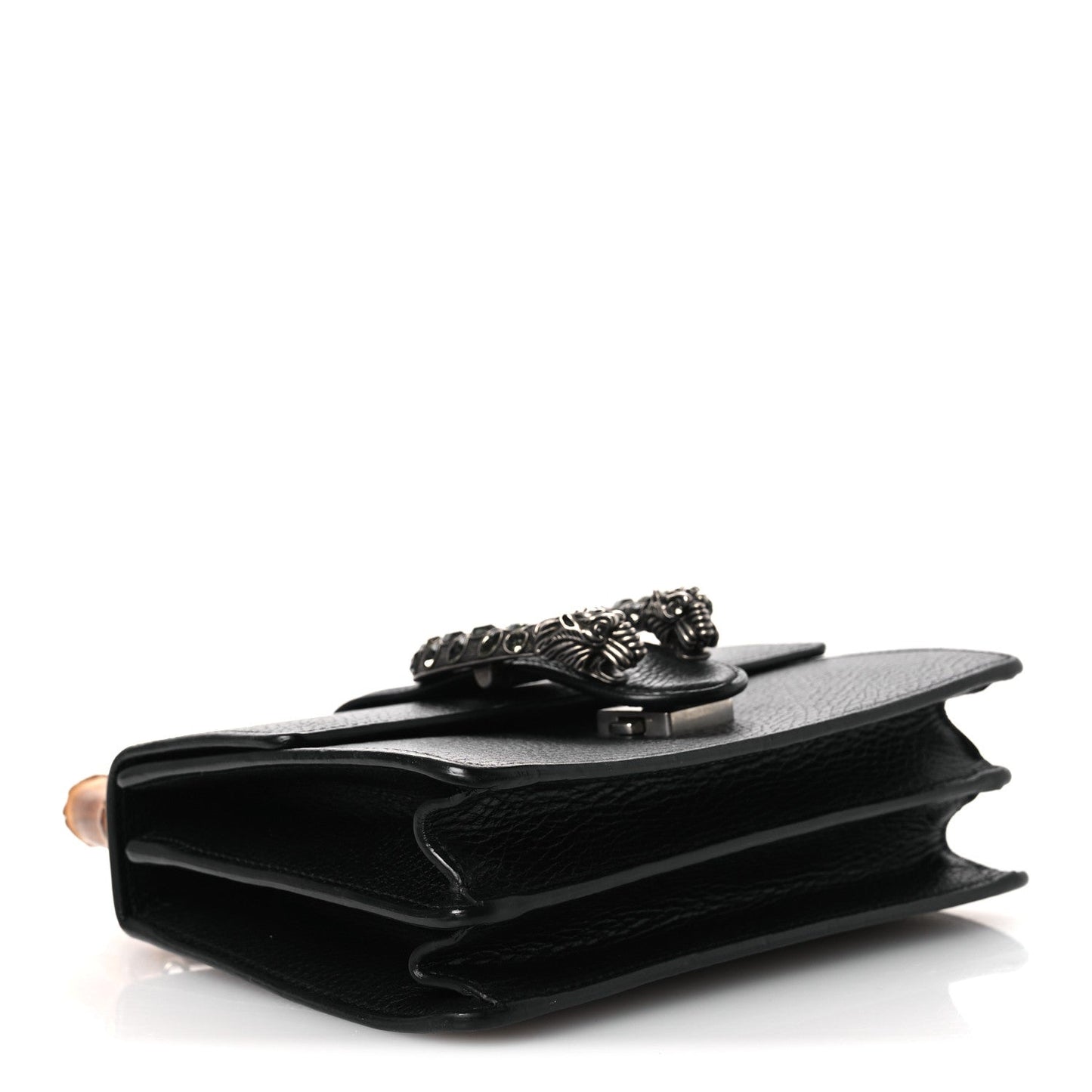Dollar Calfskin Crystal Web Mini Dionysus Bamboo Top Handle Bag Black Black Diamond