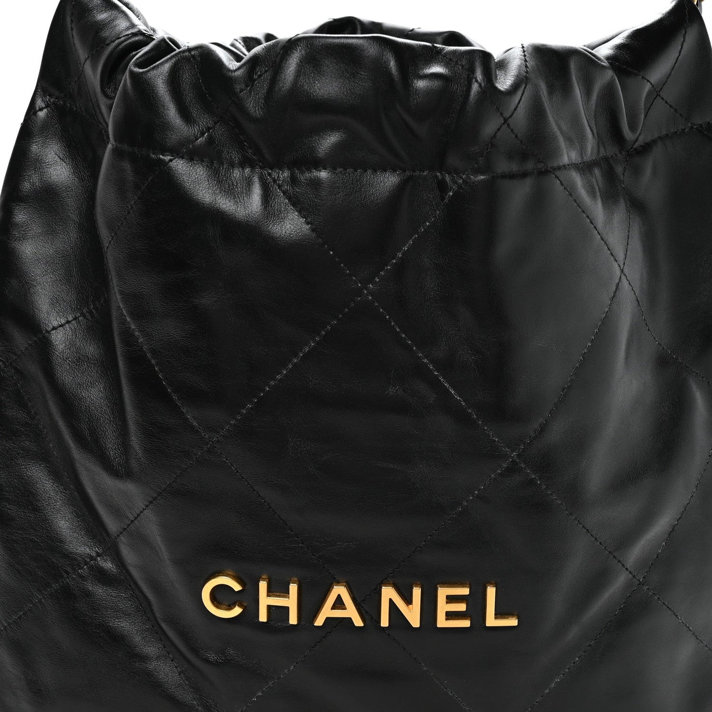 Shiny Calfskin Quilted Small Chanel 22 Black