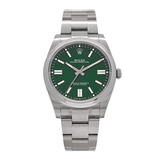 Stainless Steel 41mm Oyster Perpetual Watch Green 124300