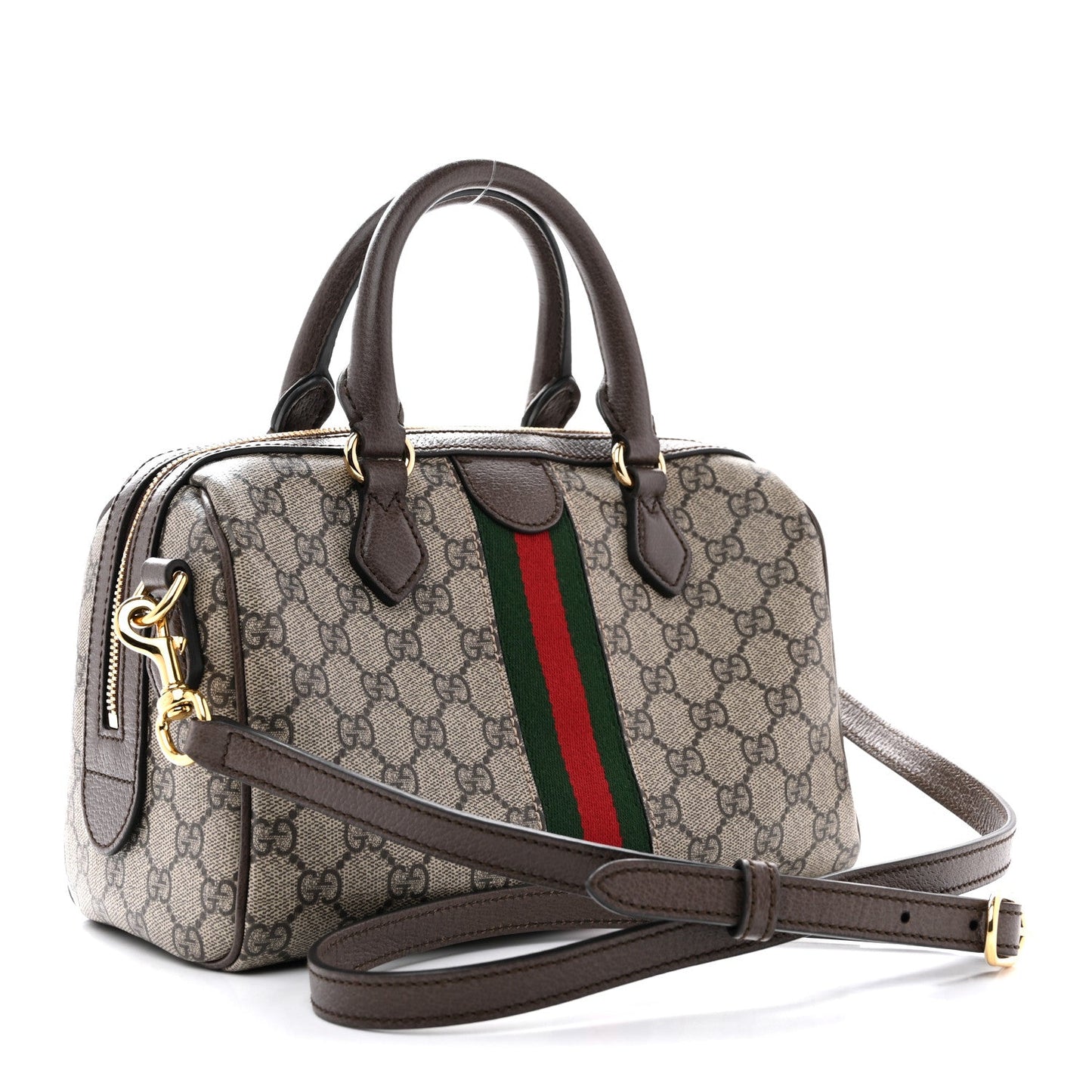 GG Supreme Monogram Web Small Ophidia Top Handle Bag Beige Ebony