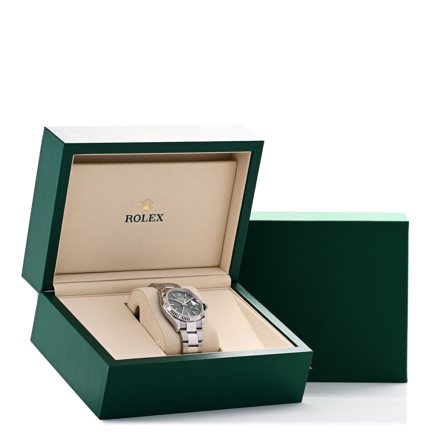 Stainless Steel 18K White Gold 36mm Oyster Perpetual Datejust Watch Mint Green 126234