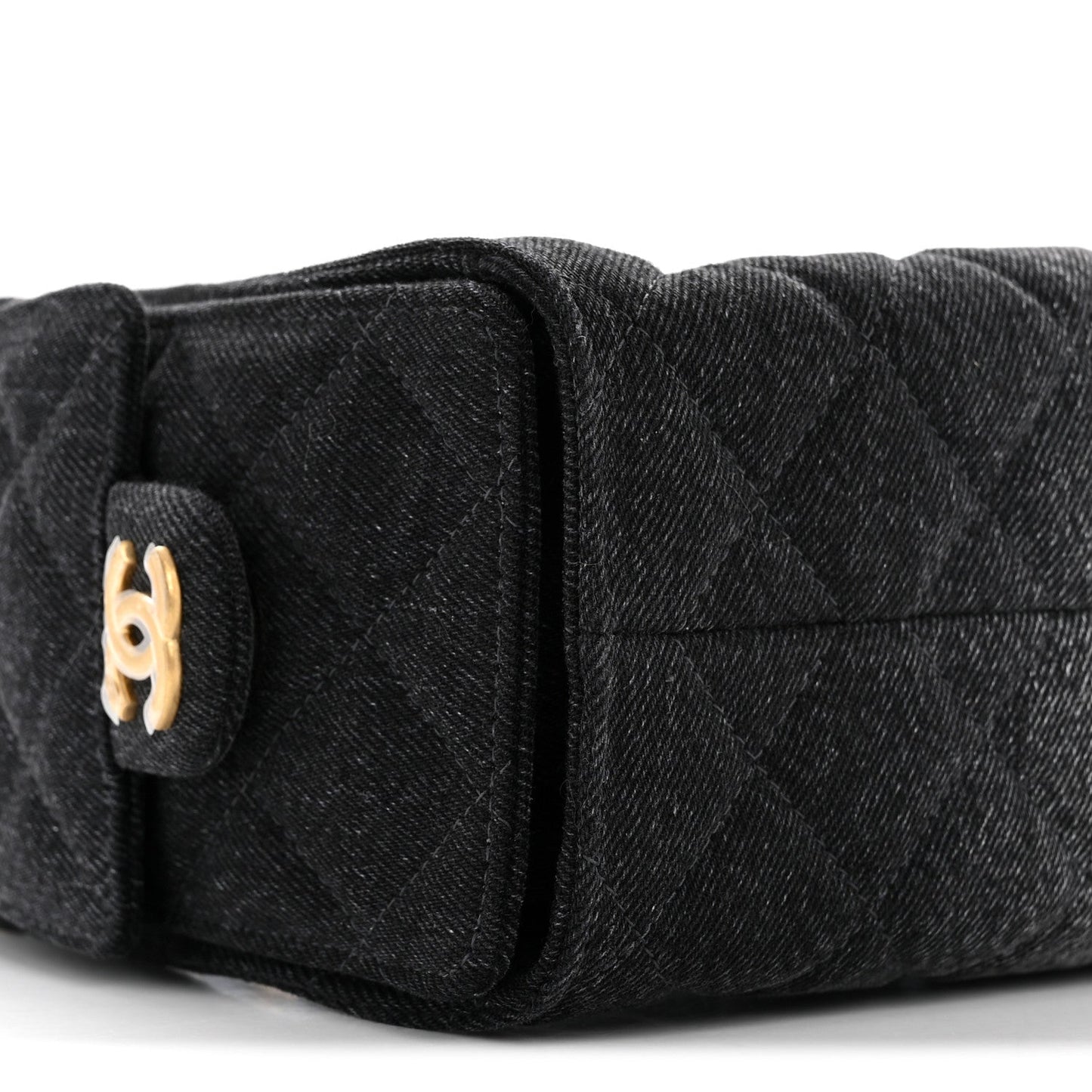 Washed Denim Quilted Mini Chanel 25 Handbag Black