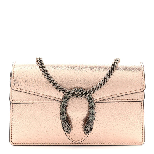 Metallic Calfskin Super Mini Dionysus Shoulder Bag Rose Gold