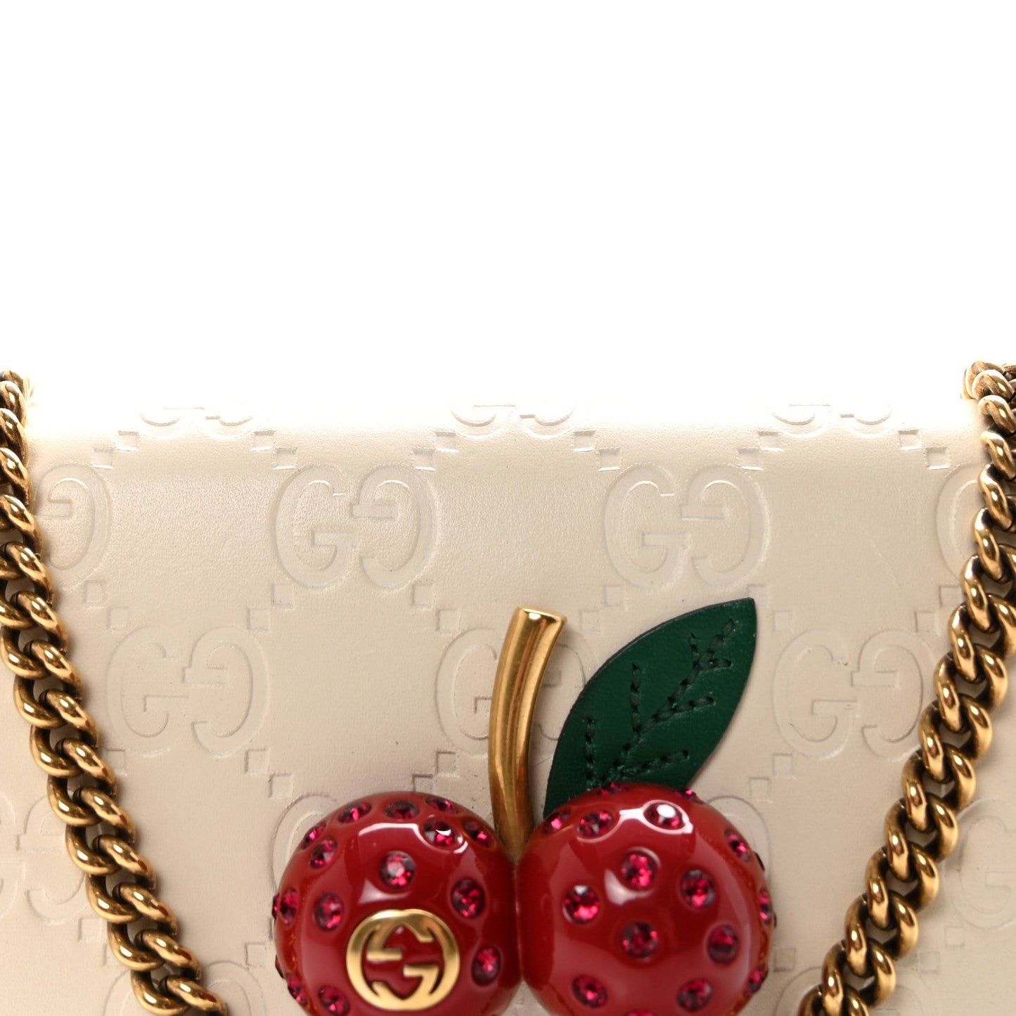 Guccissima Mini Cherry Chain Bag White