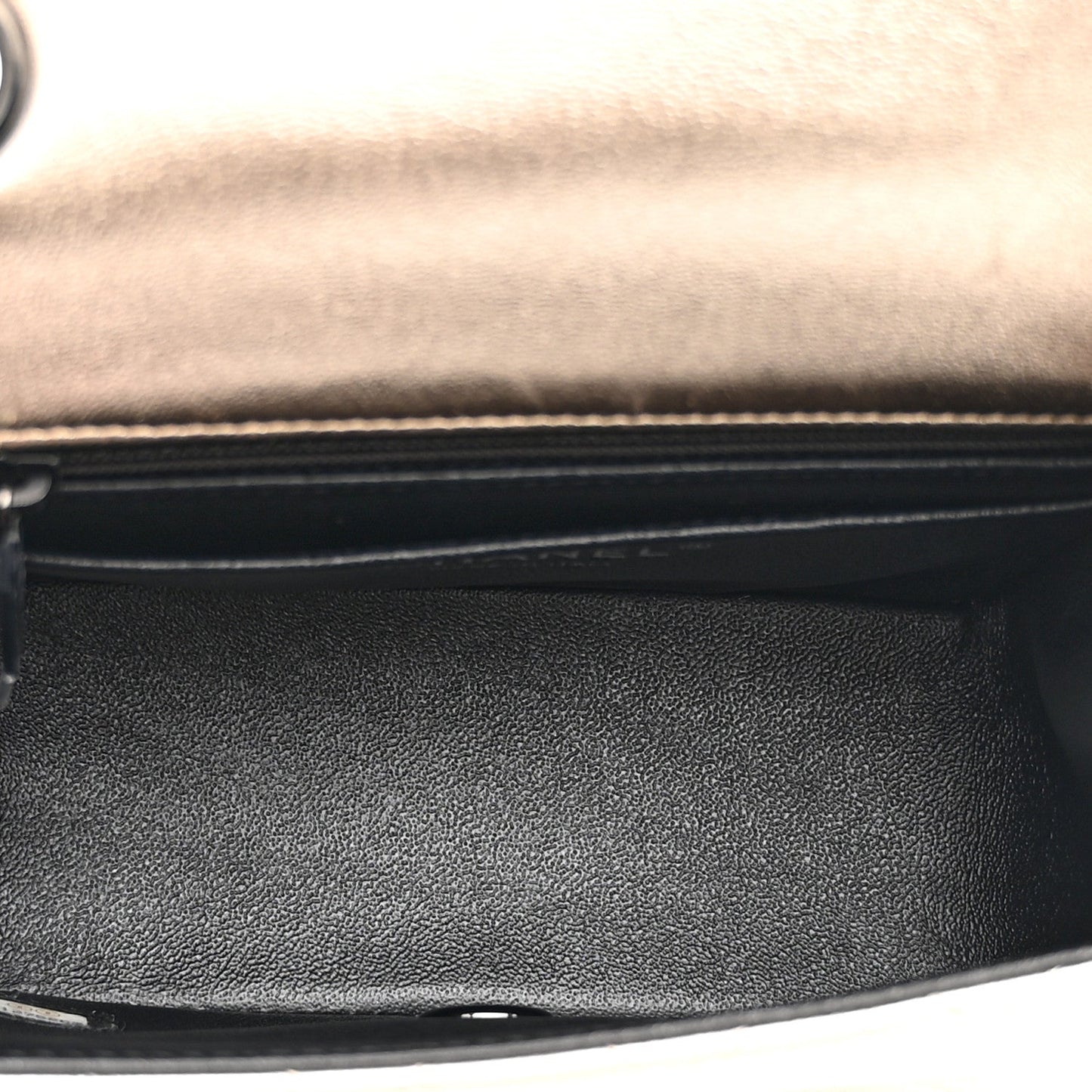 Metallic Lambskin Quilted Mini Square Flap Gold Black
