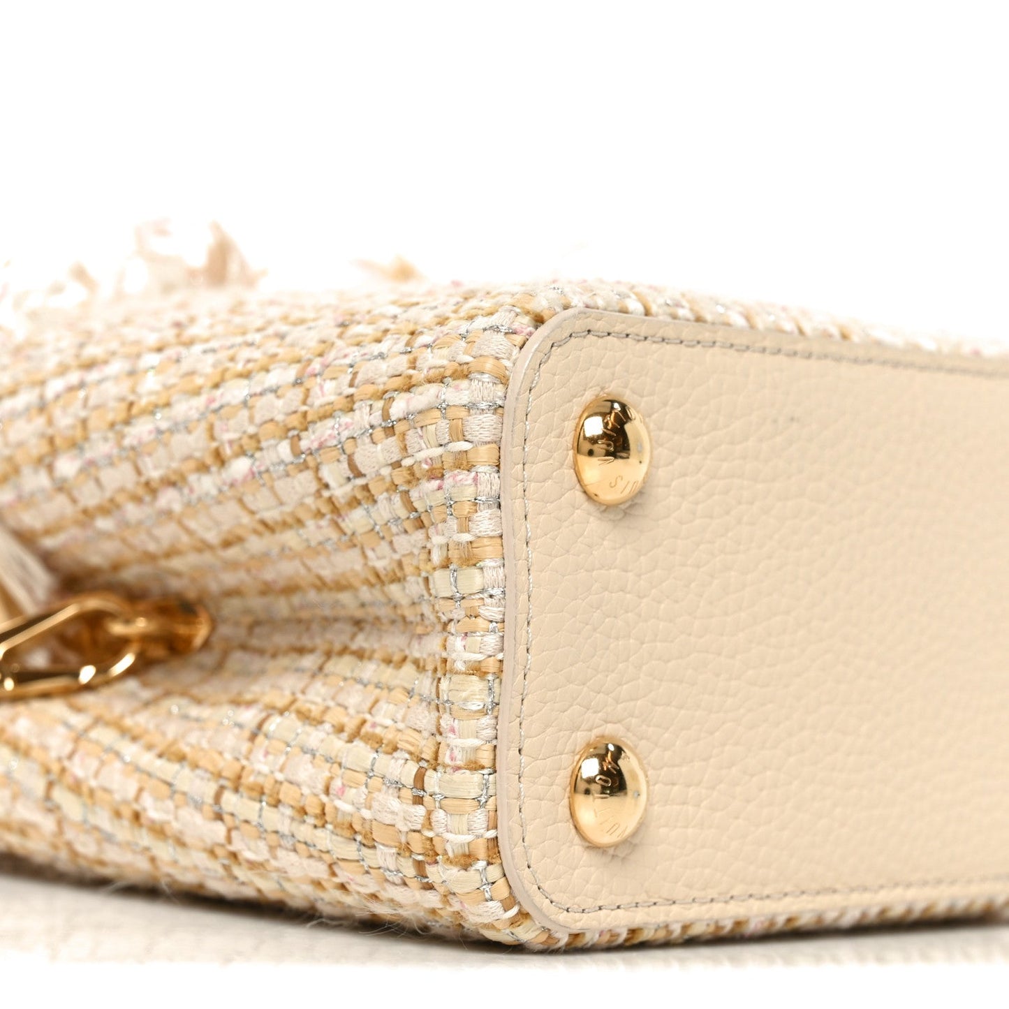 Tweed Taurillon Capucines BB Beige