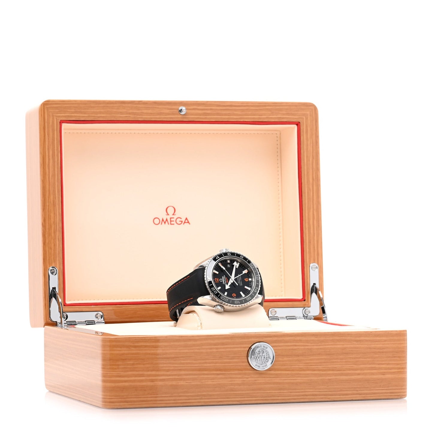 Stainless Steel Calfskin 43mm Seamaster Planet Ocean GMT Co-Axial Chronometer Automatic Watch Black 232.32.44.22.01.002