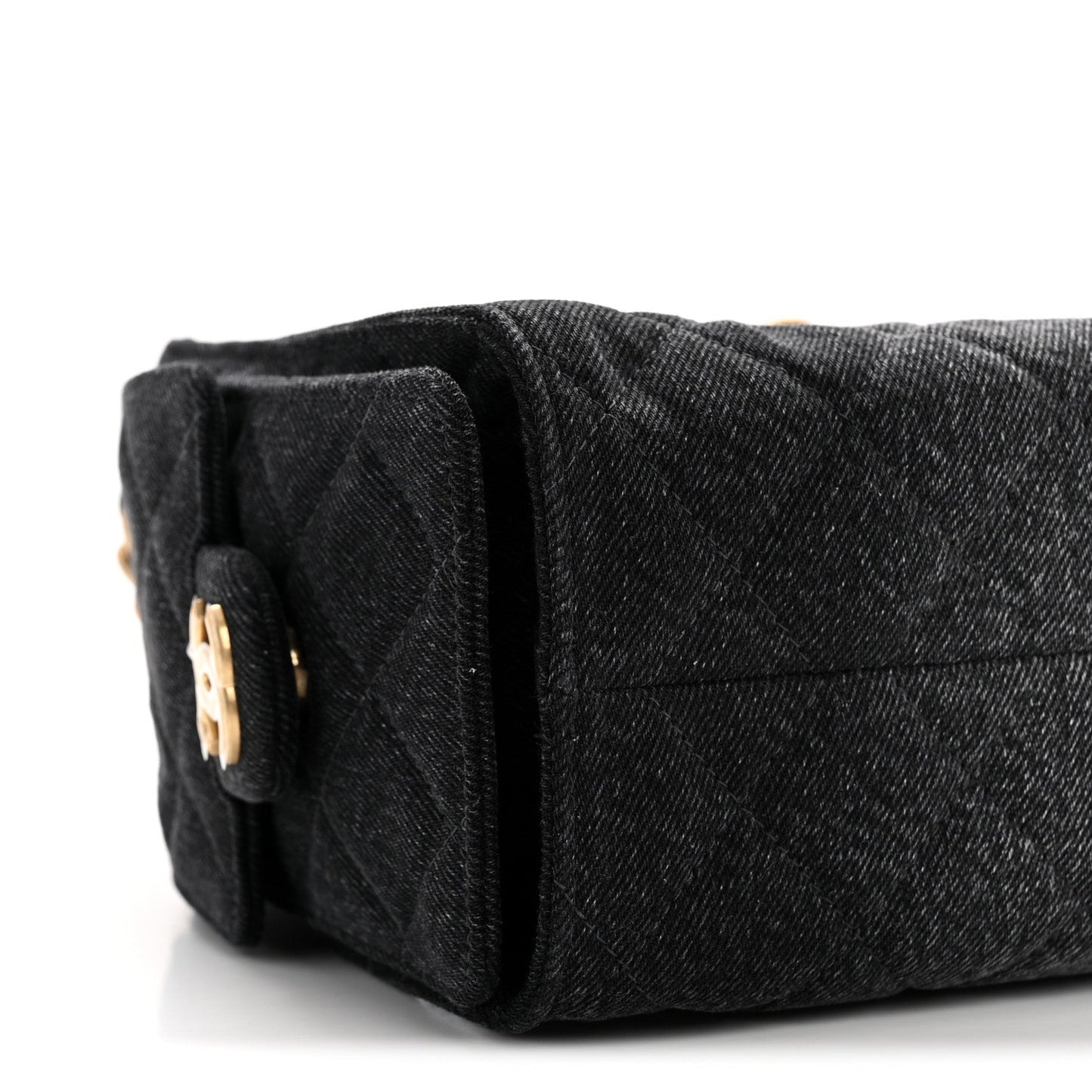 Washed Denim Quilted Mini Chanel 25 Handbag Black