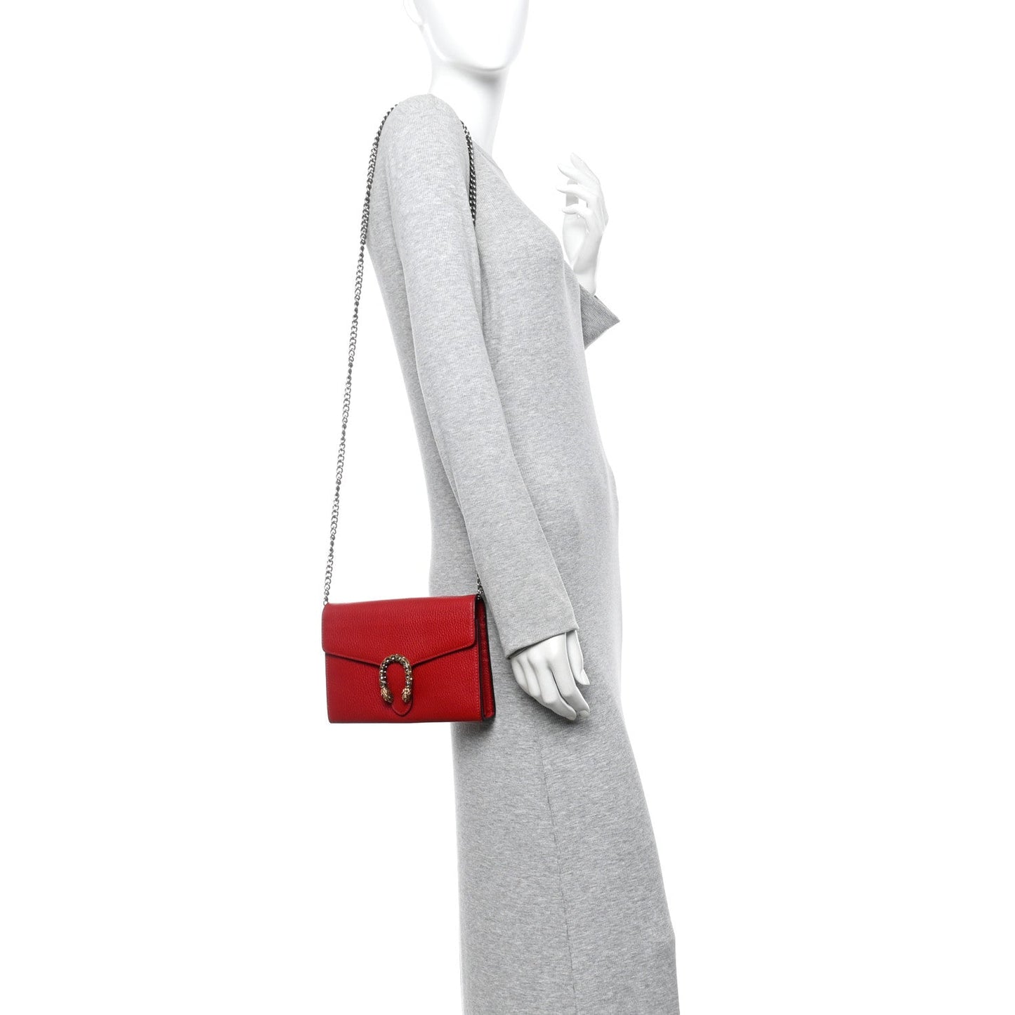 Calfskin Mini Dionysus Chain Wallet Hibiscus Red