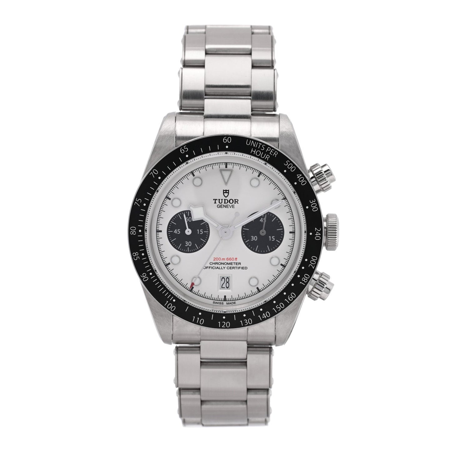 Stainless Steel 41mm Black Bay Chronograph Panda Automatic Watch White 79360N