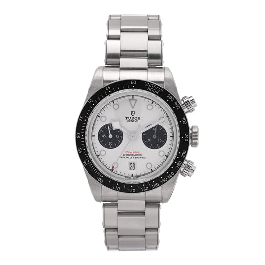 Stainless Steel 41mm Black Bay Chronograph Panda Automatic Watch White 79360N