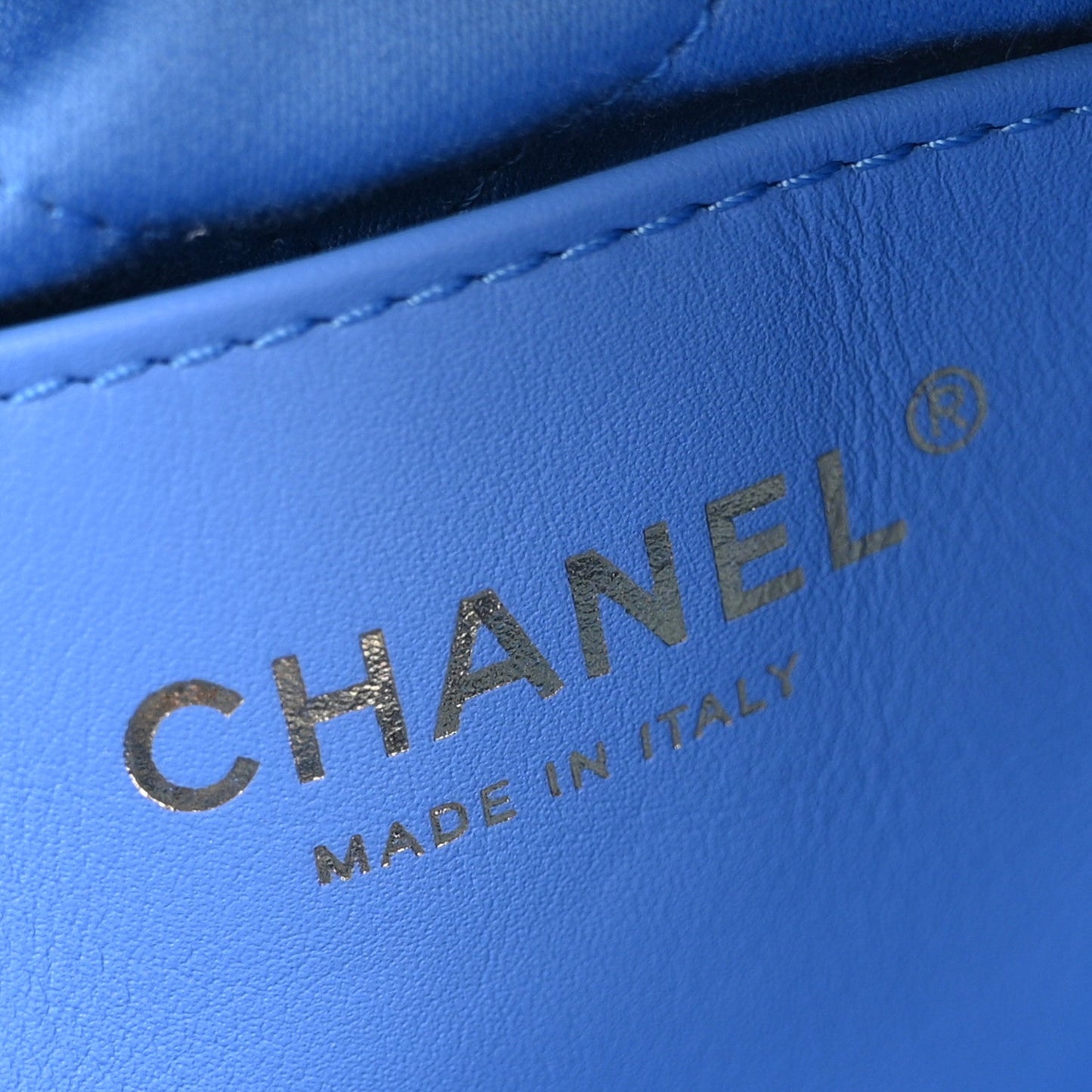 Shiny Calfskin Quilted Mini Chanel 22 Blue