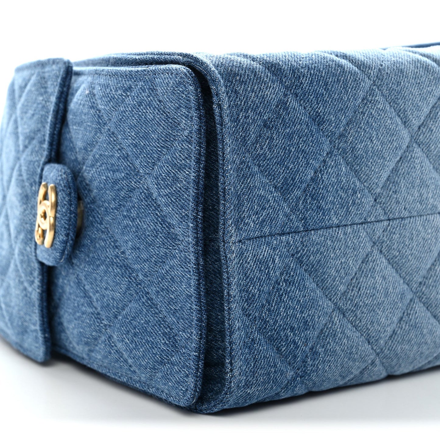 Washed Denim Quilted Small Chanel 25 Handbag Blue
