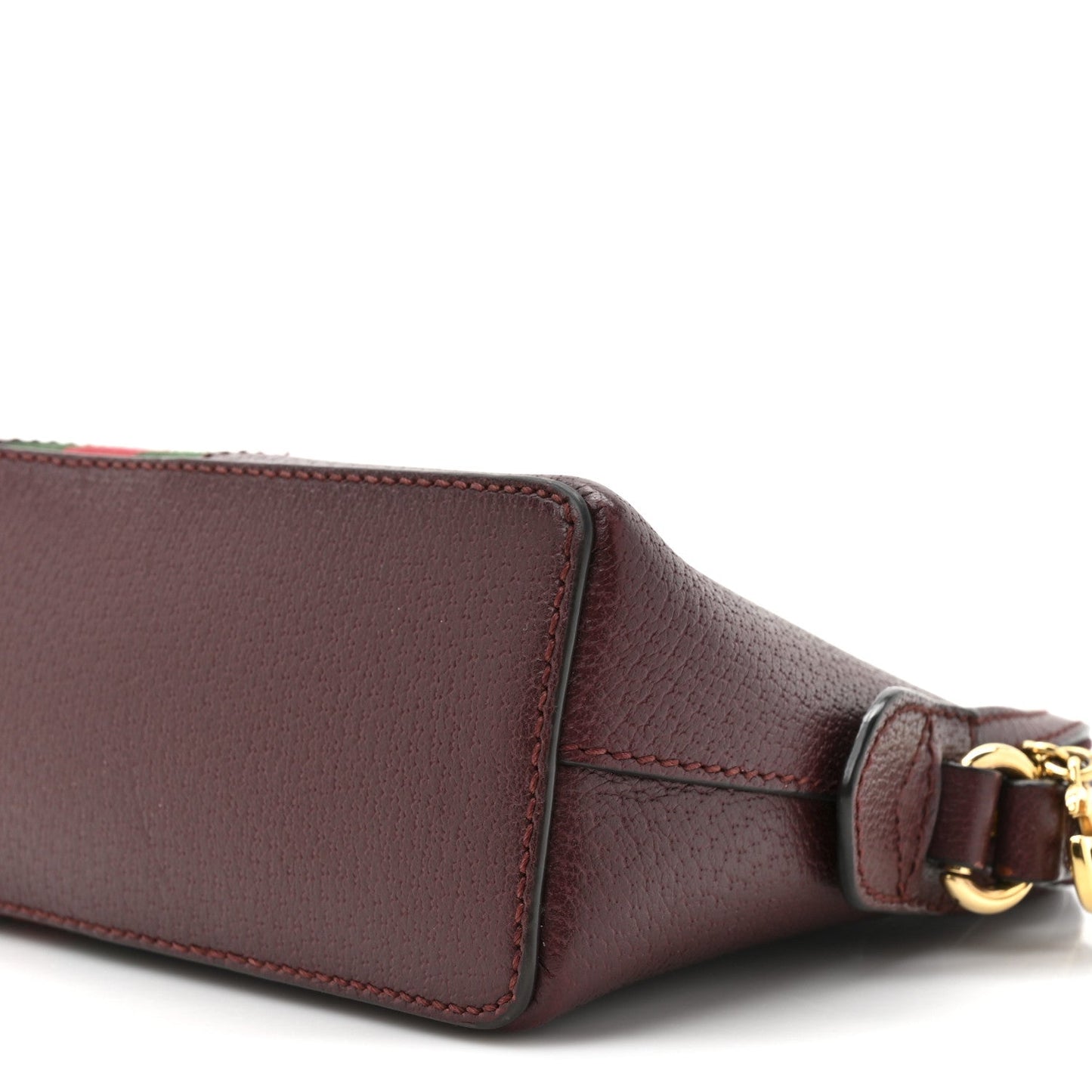 Textured Dollar Calfskin Web Small Ophidia Dome Shoulder Bag Burgundy