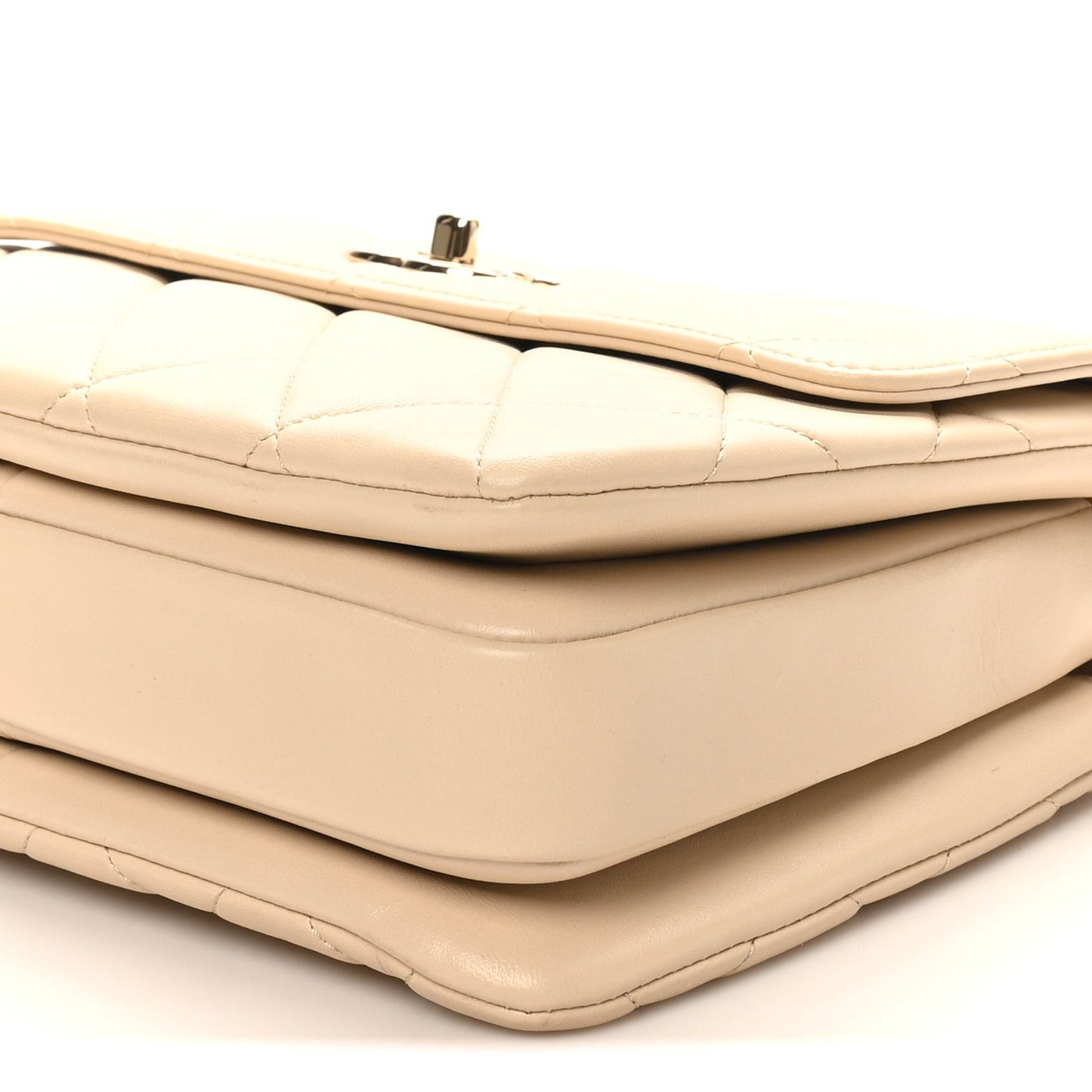 Lambskin Quilted Small Trendy CC Dual Handle Flap Bag Light Beige