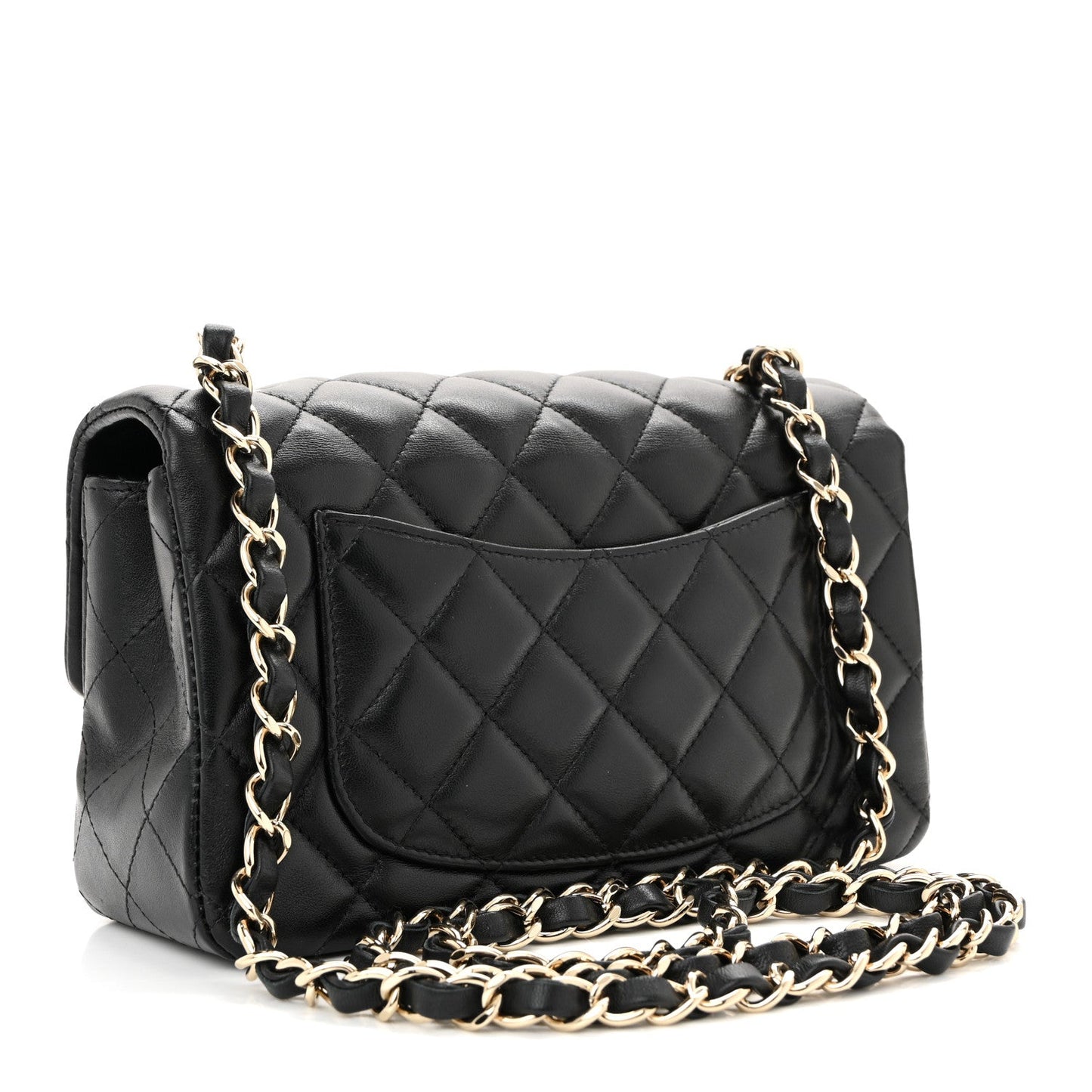 Lambskin Quilted Mini Rectangular Flap Black