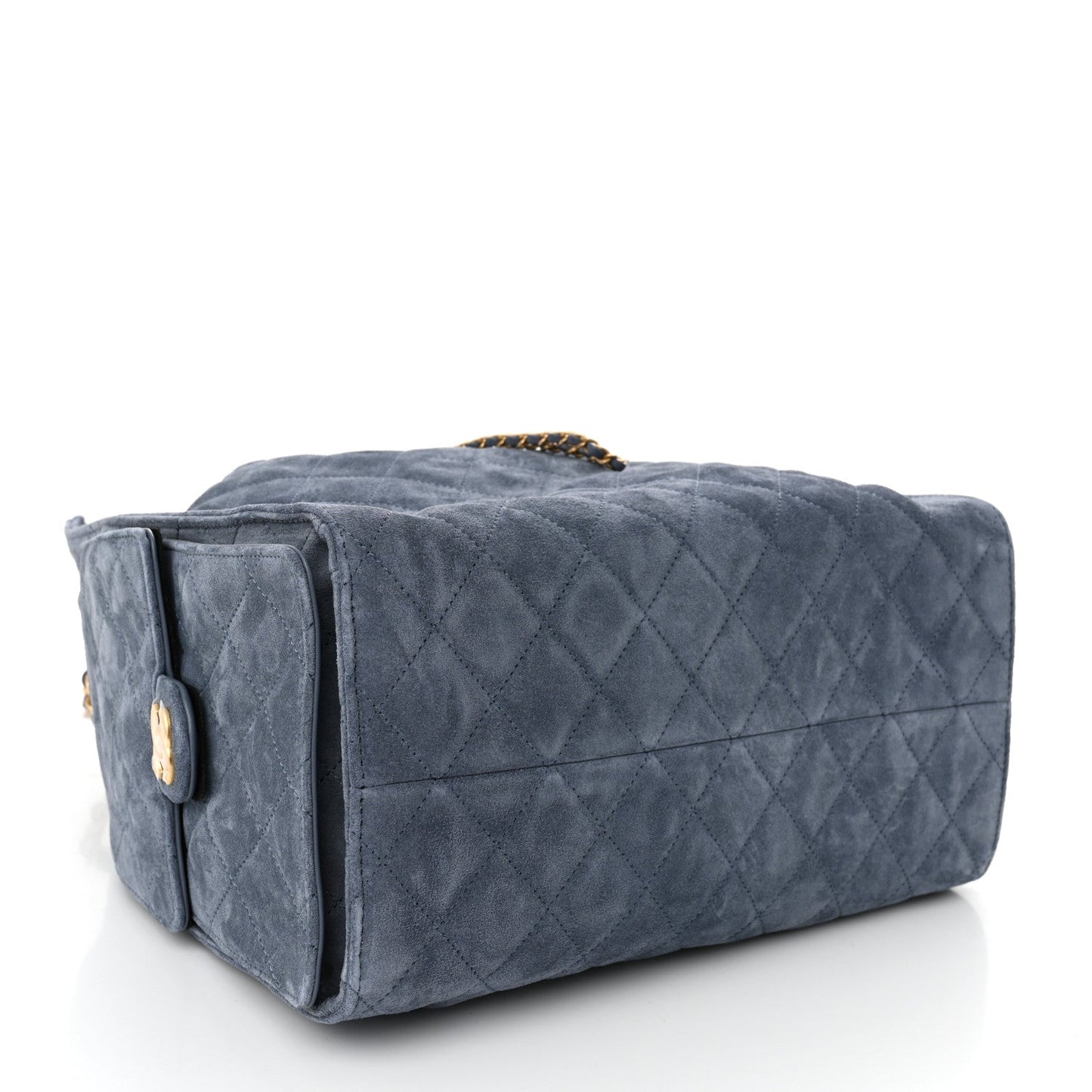 Suede Quilted Medium Chanel 25 Handbag Blue
