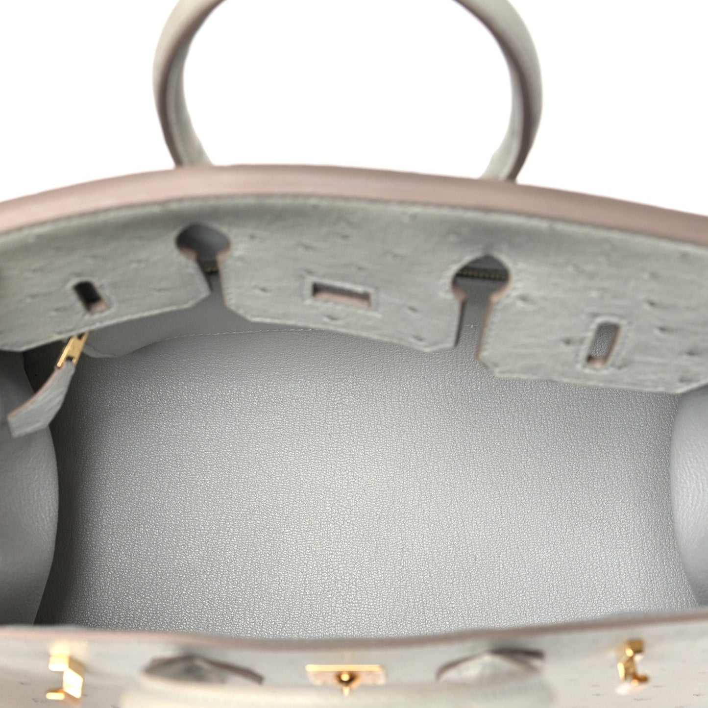 Ostrich Birkin Sellier 25 Gris Perle