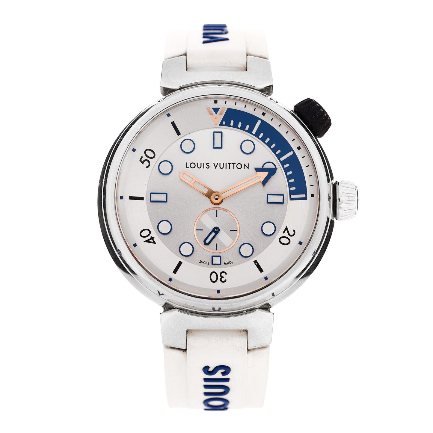 Stainless Steel Rubber 40mm Tambour Street Diver Quartz Watch White