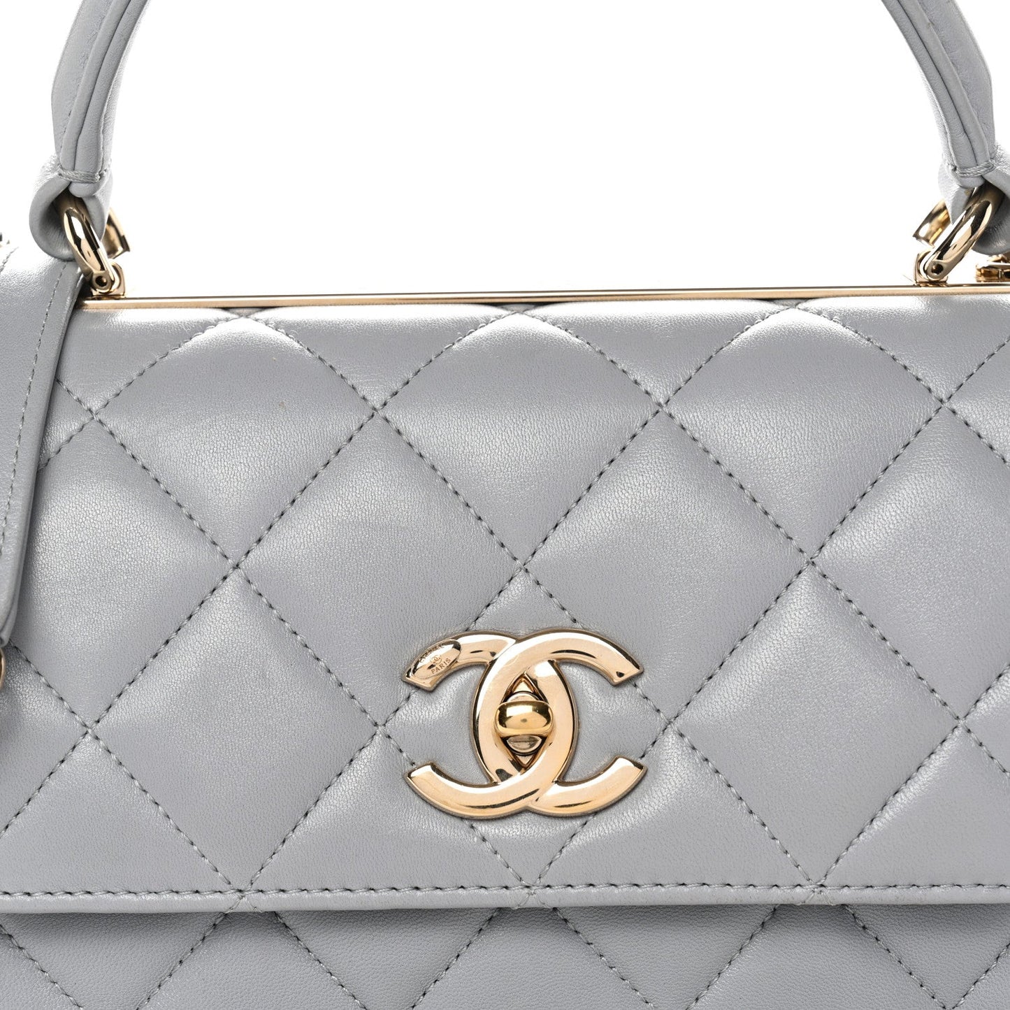 Lambskin Quilted Small Trendy CC Flap Dual Handle Bag Grey