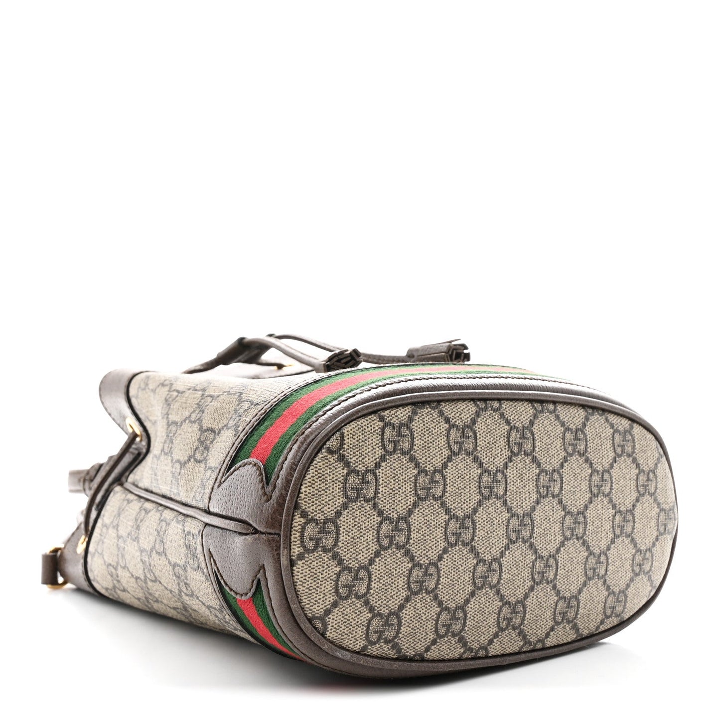 GG Supreme Monogram Web Small Ophidia Bucket Bag Brown