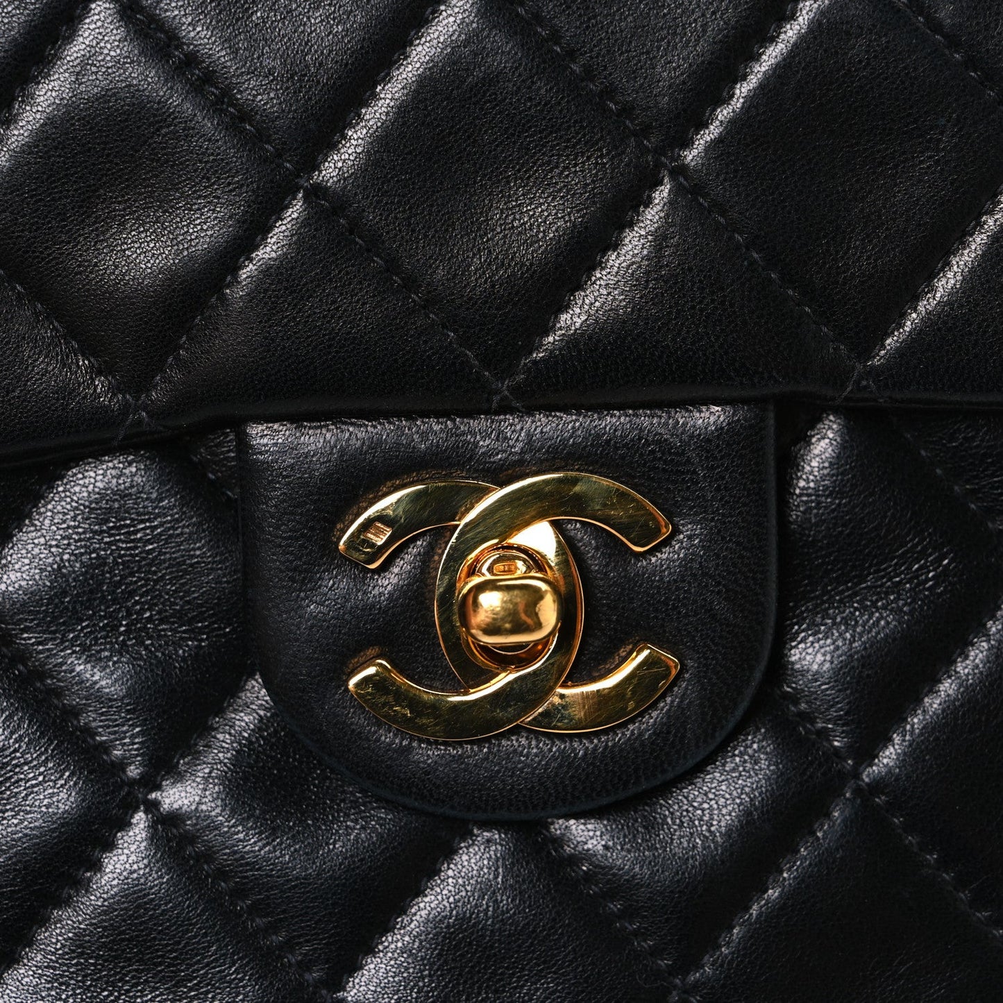 Lambskin Quilted Mini Square Flap Black