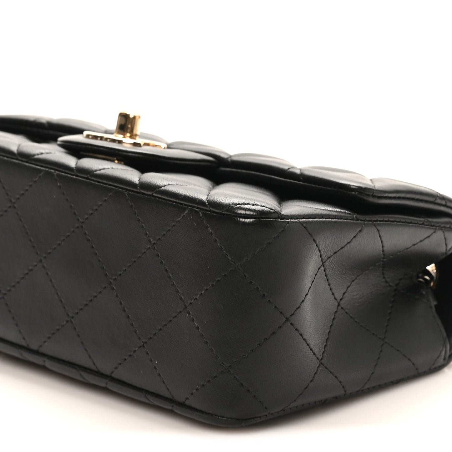 Lambskin Quilted Mini Rectangular Flap Black