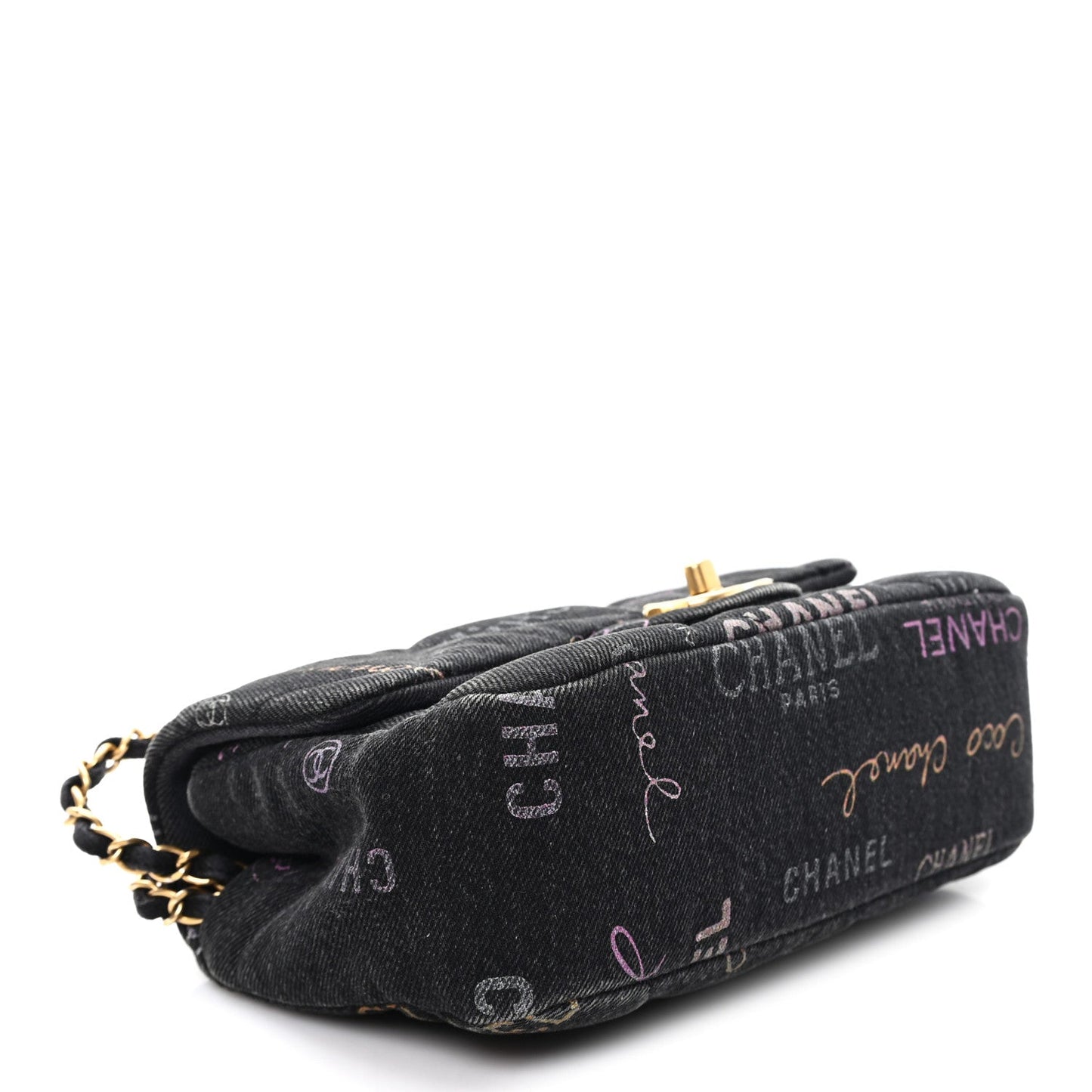 Denim Quilted Denim Mood Mini Rectangular Flap Black Multicolor