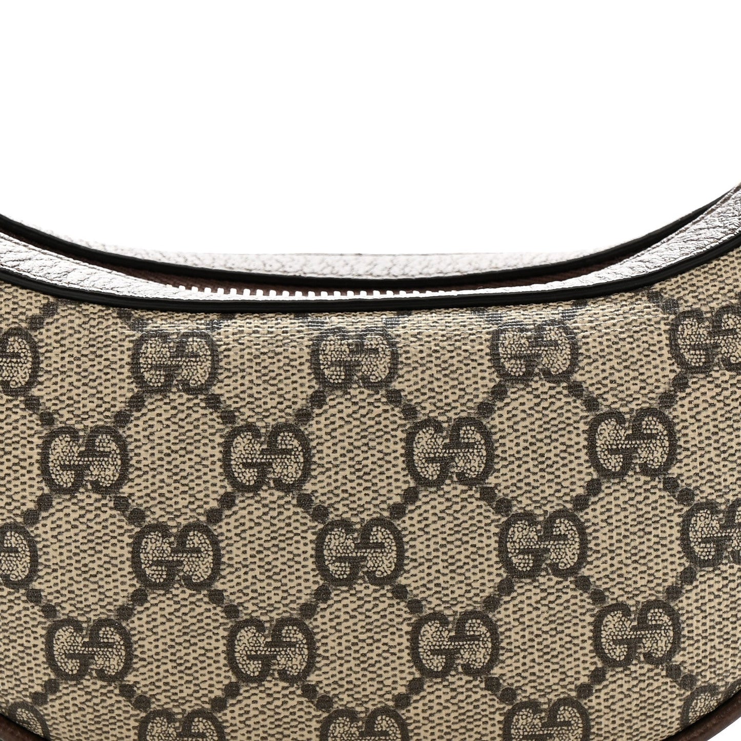 GG Supreme Monogram Textured Calfskin Web Mini Ophidia Half Moon Hobo Beige Ebony New Acero