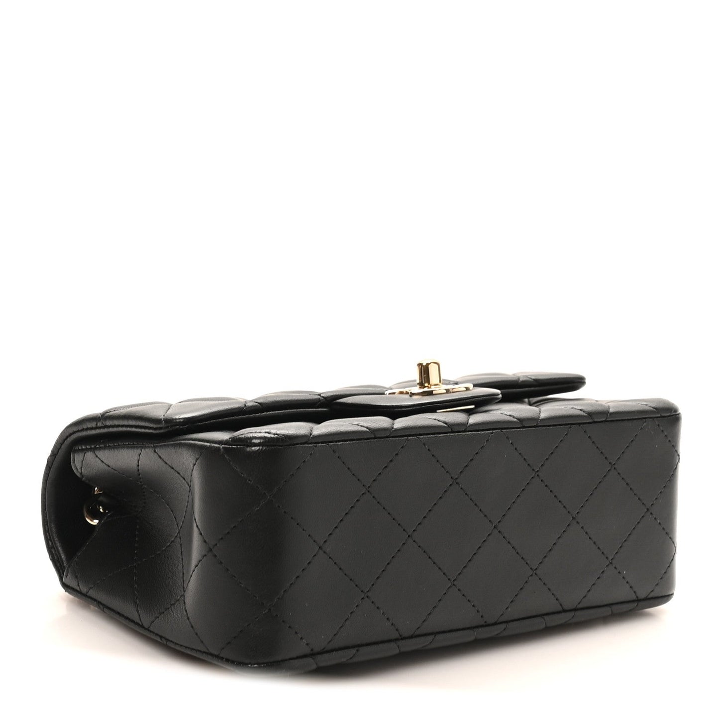 Lambskin Quilted Mini Rectangular Flap Black