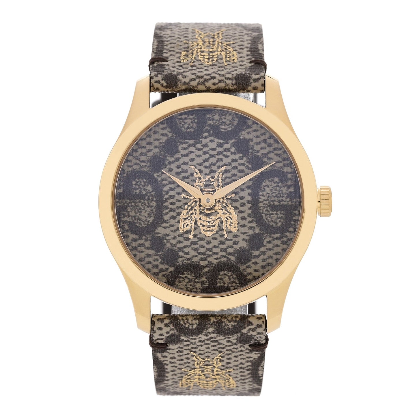 Stainless Steel Canvas 38mm G-Timeless GG Supreme Bee Quartz Watch Brown