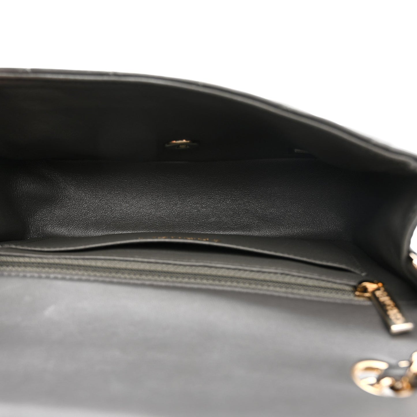 Lambskin Quilted Mini Rectangular Flap Dark Grey